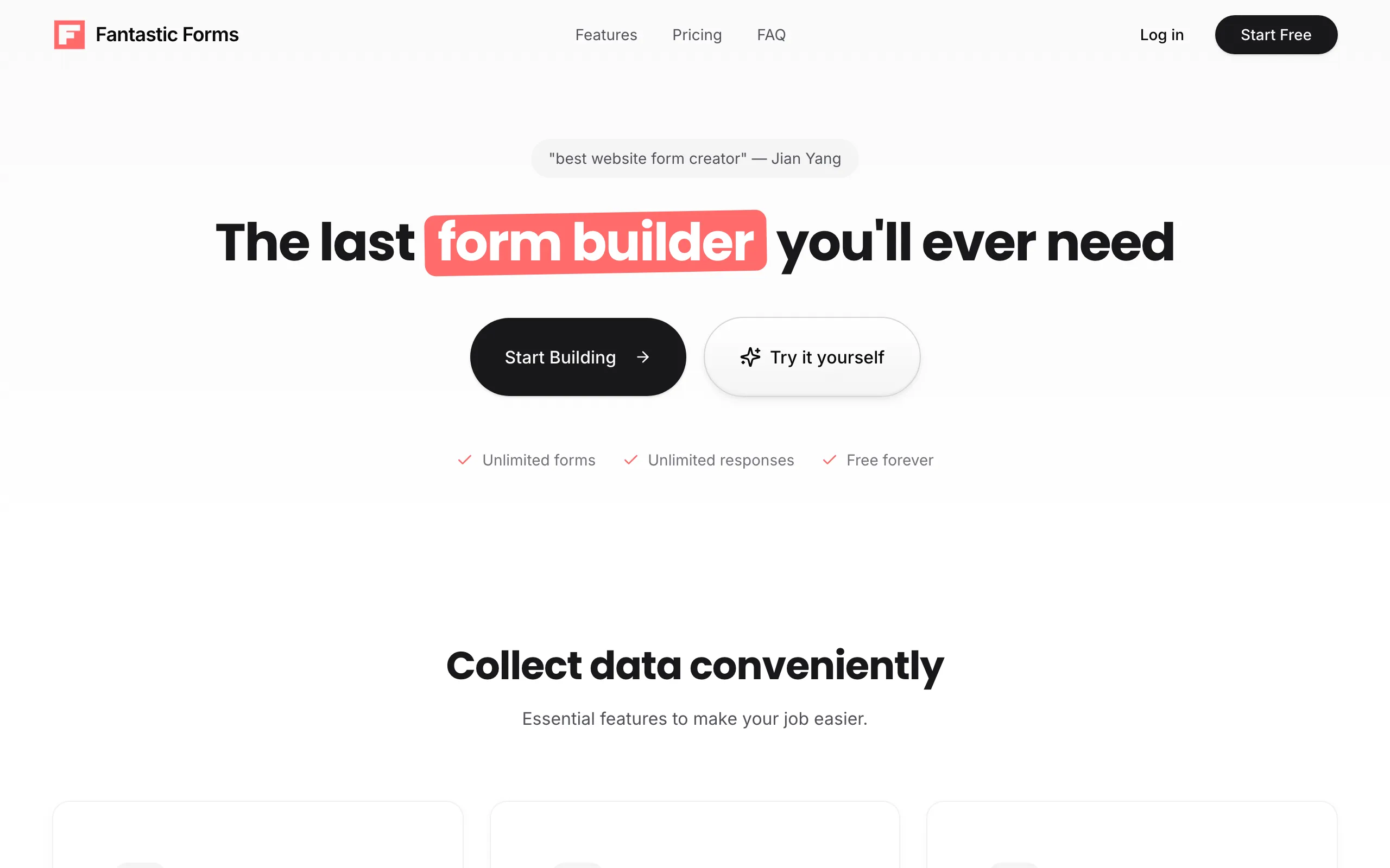 Screenshot of #1 Online Form Builder / Tally Alternative / Fantastic Forms