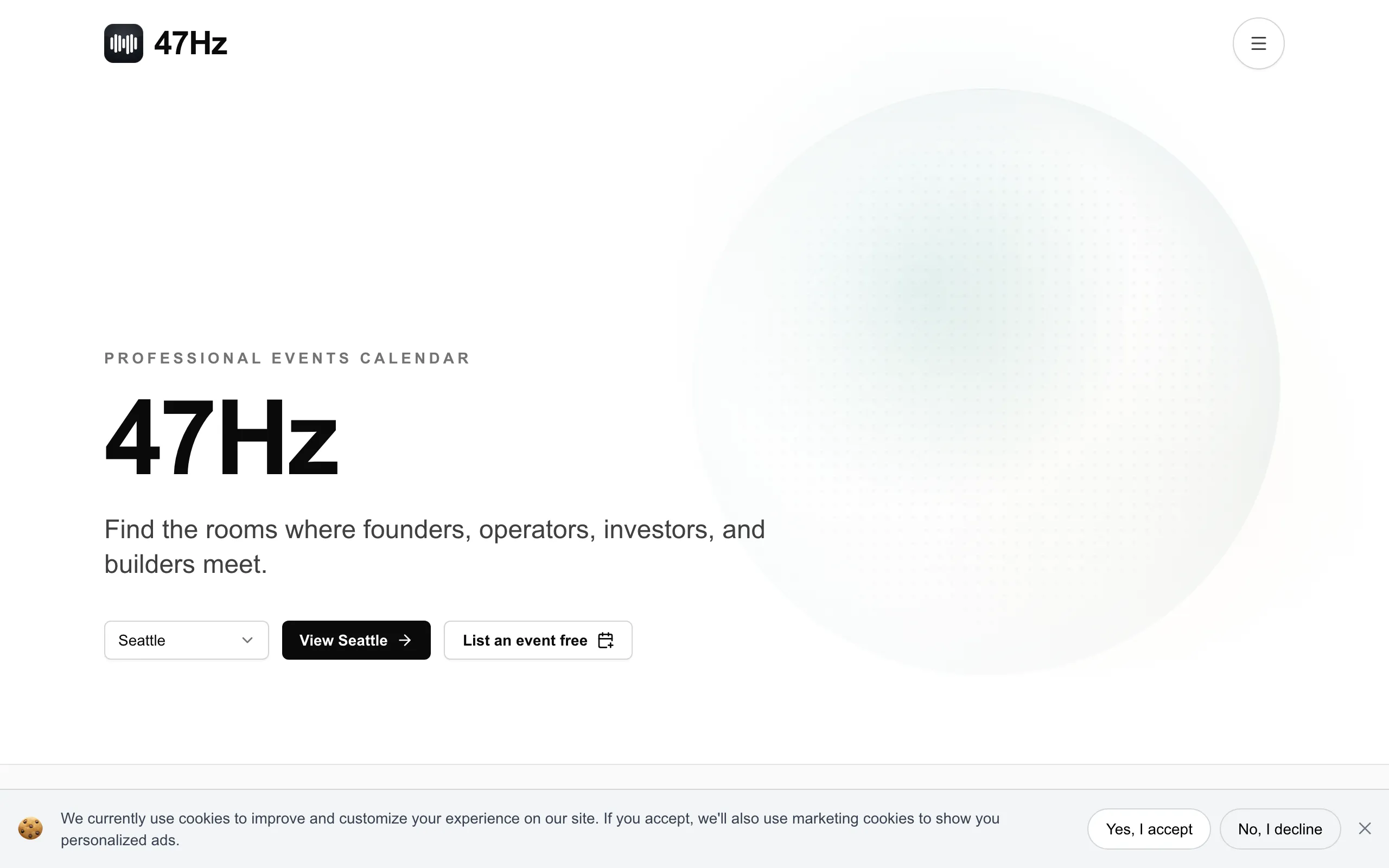 Screenshot of 47Hz - Startup, Tech, and Networking Events Near You