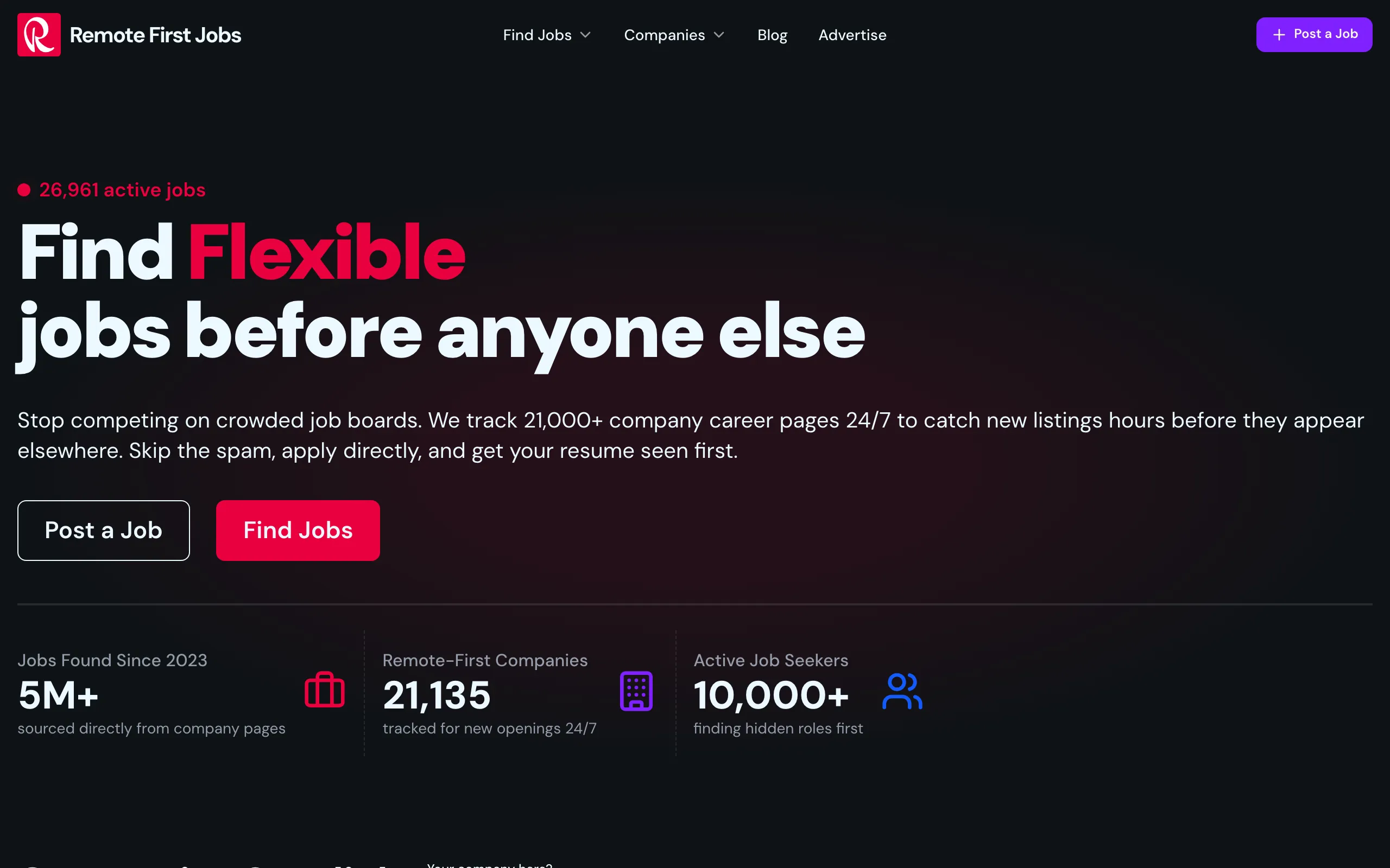 Screenshot of 50,000+ Verified Remote &amp; Work from Home Jobs | RemoteFirstJobs