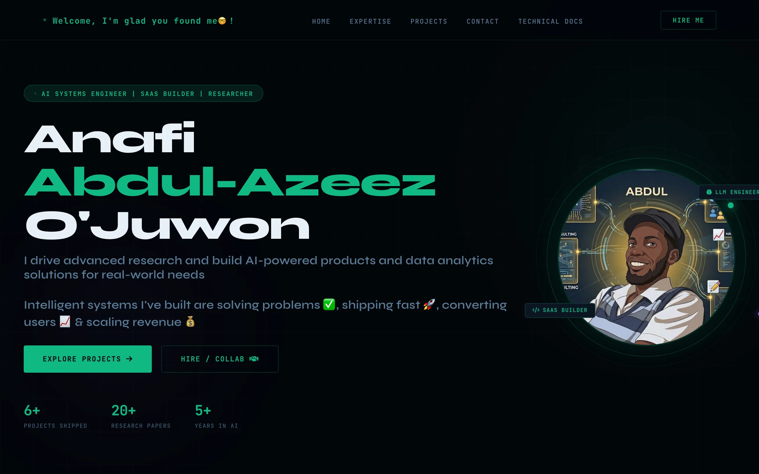 Screenshot of Abdul-Azeez | AI System Engineer & Researcher