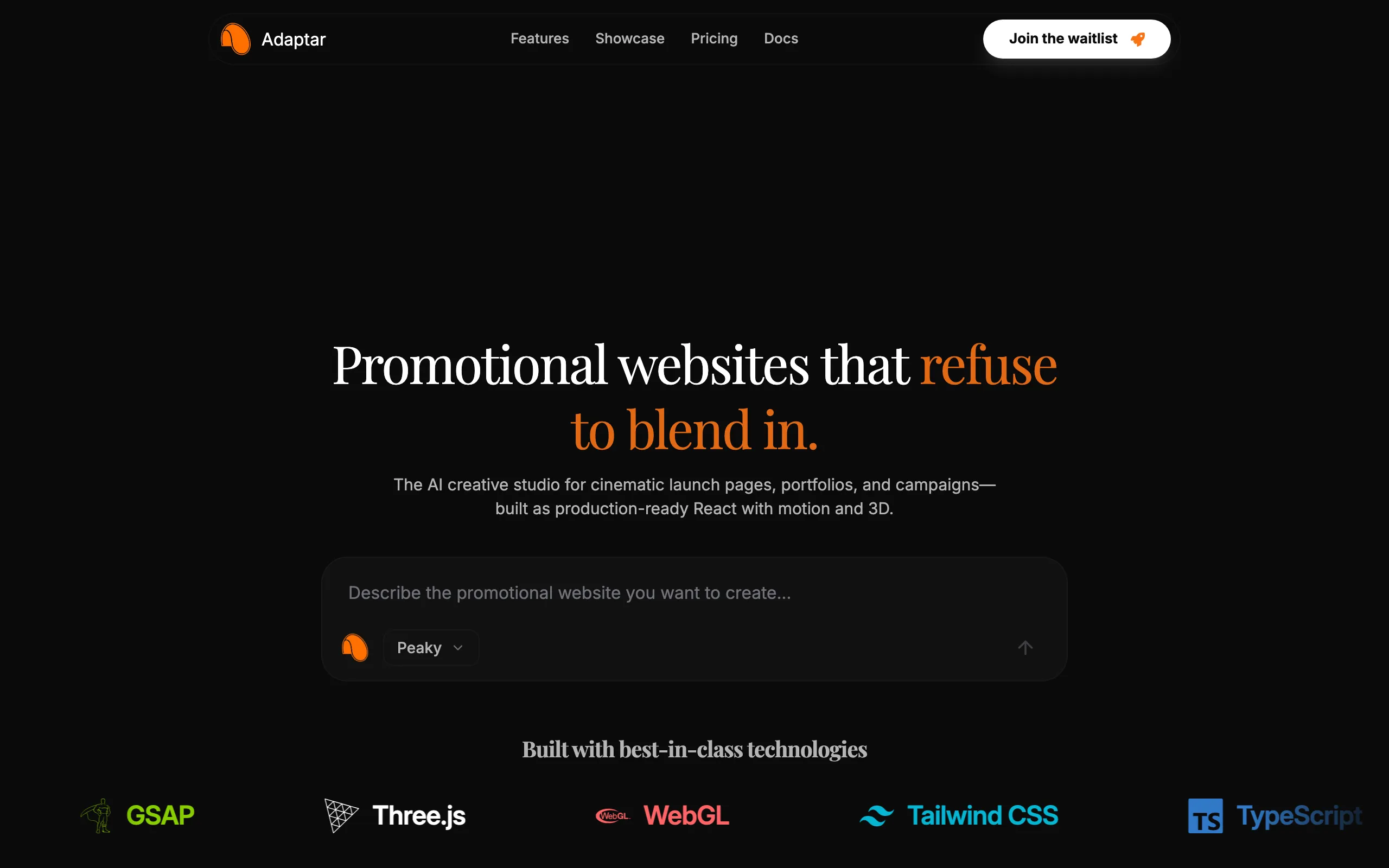 Screenshot of Adaptar | AI Creative Studio for Promotional Websites