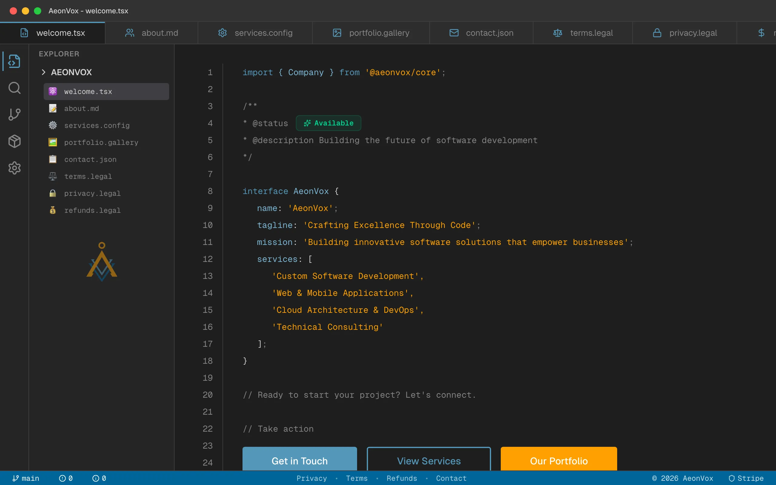 Screenshot of AeonVox - Crafting Excellence Through Code