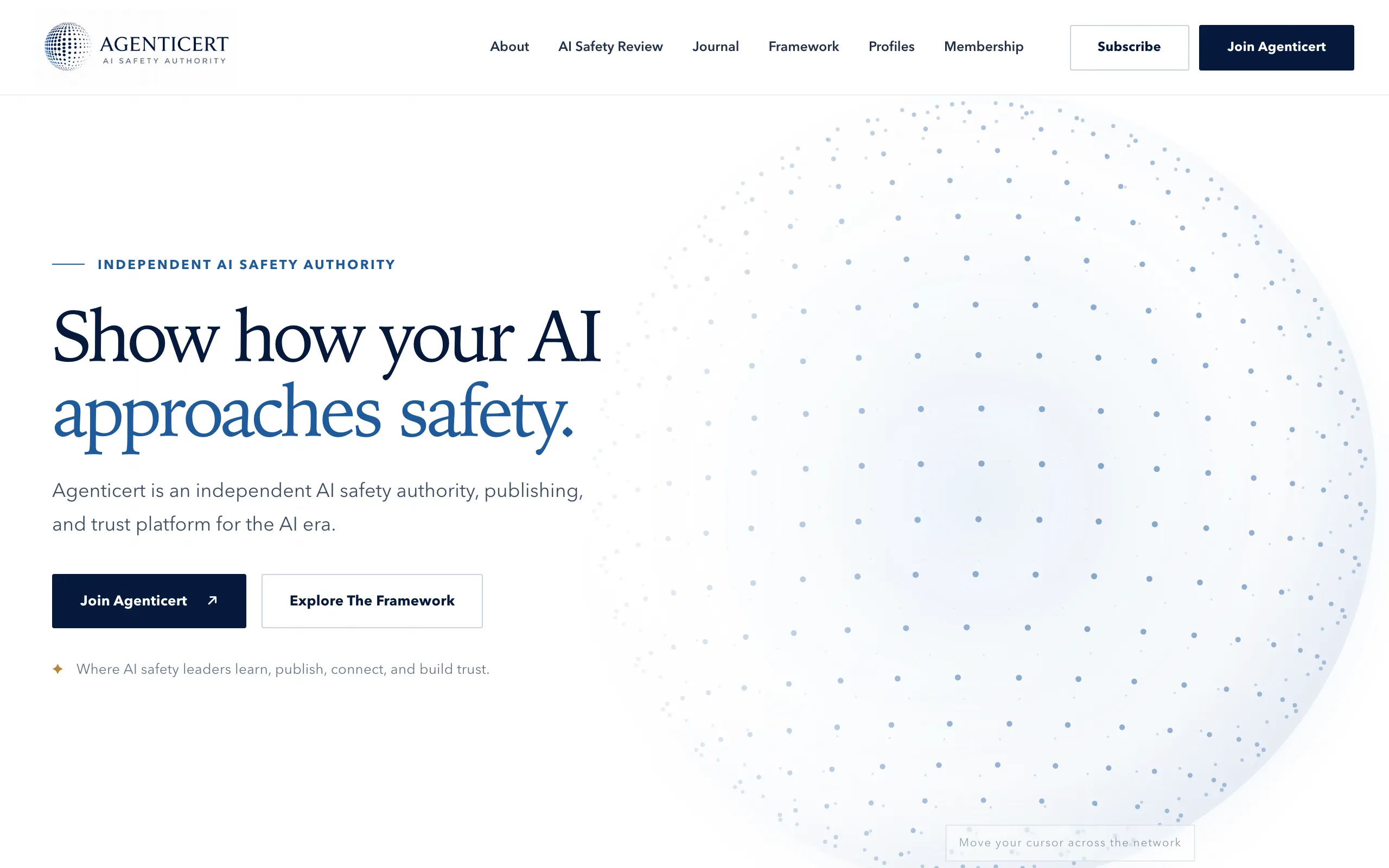 Screenshot of Agenticert — AI Safety Authority