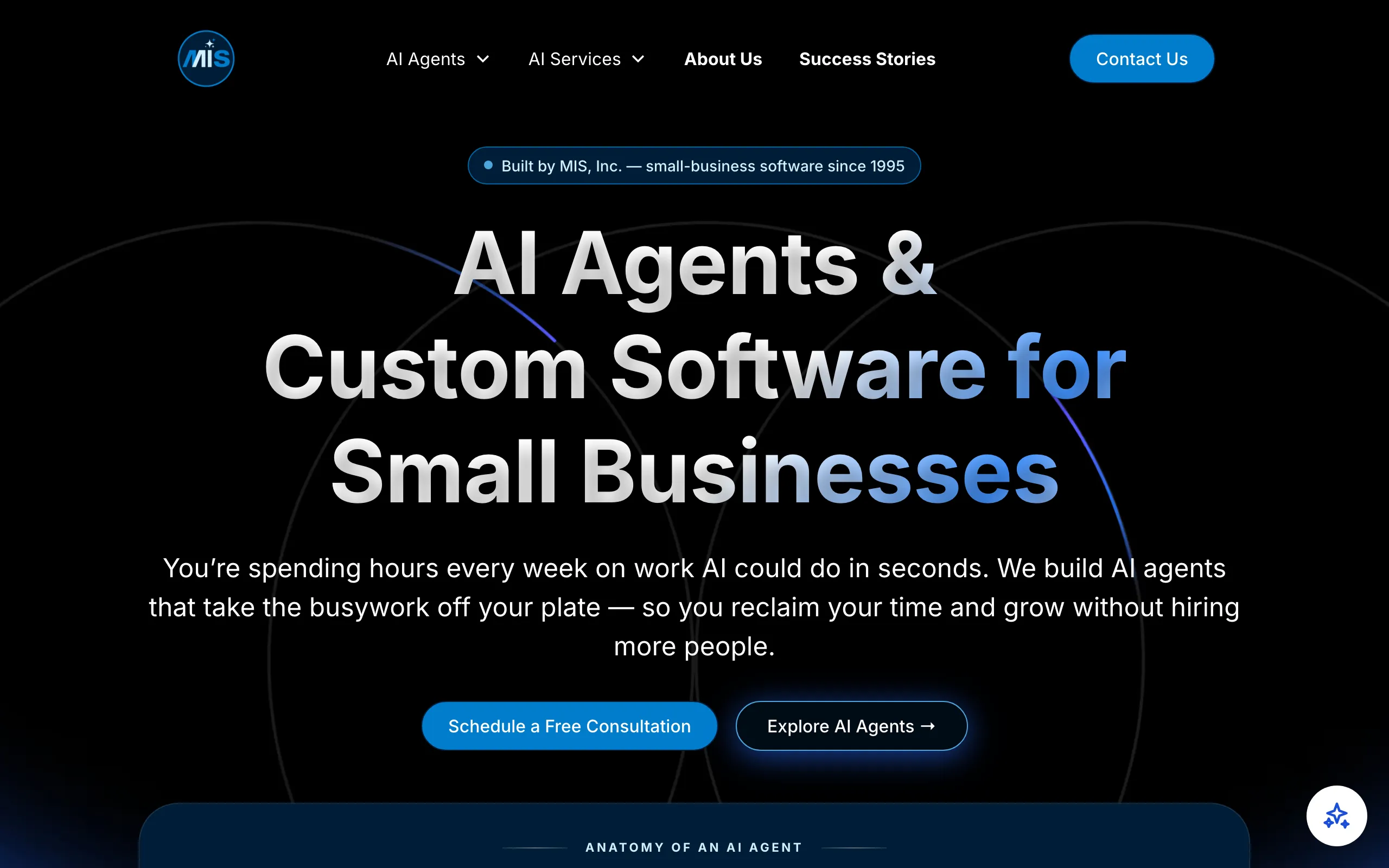 Screenshot of AI Agents &amp; Custom Software for Small Businesses | MIS, Inc.