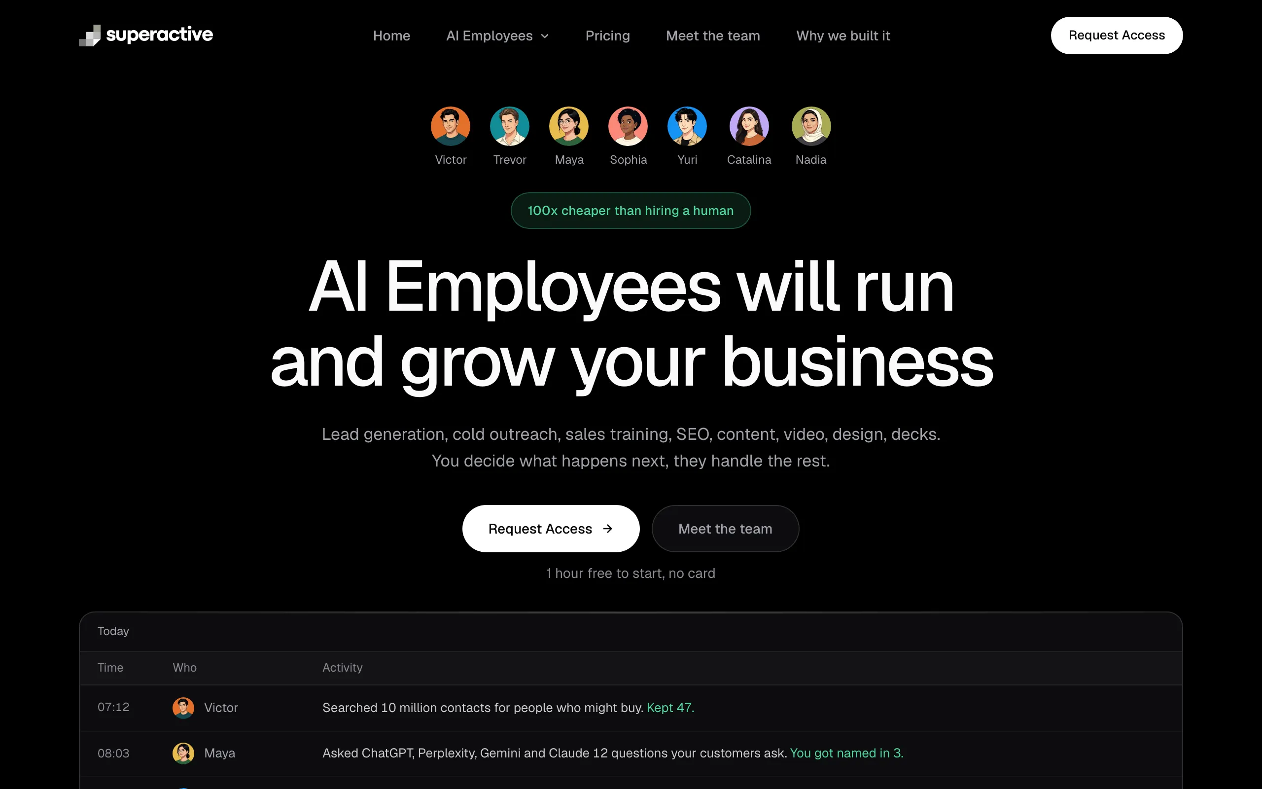 Screenshot of AI Employees to Run and Grow Your Business | Superactive