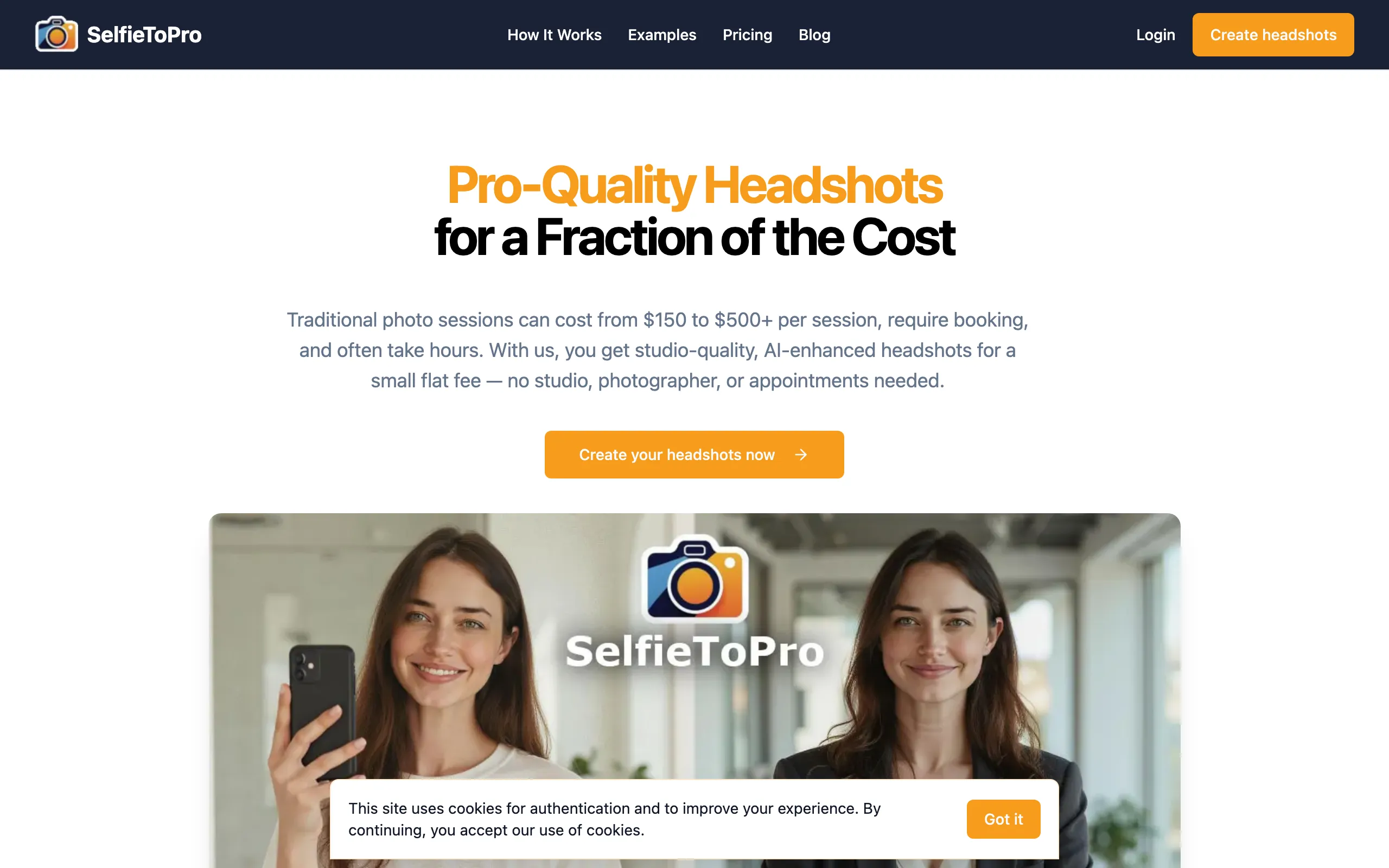 Screenshot of AI Headshot Generator | Professional Headshots Online from $19