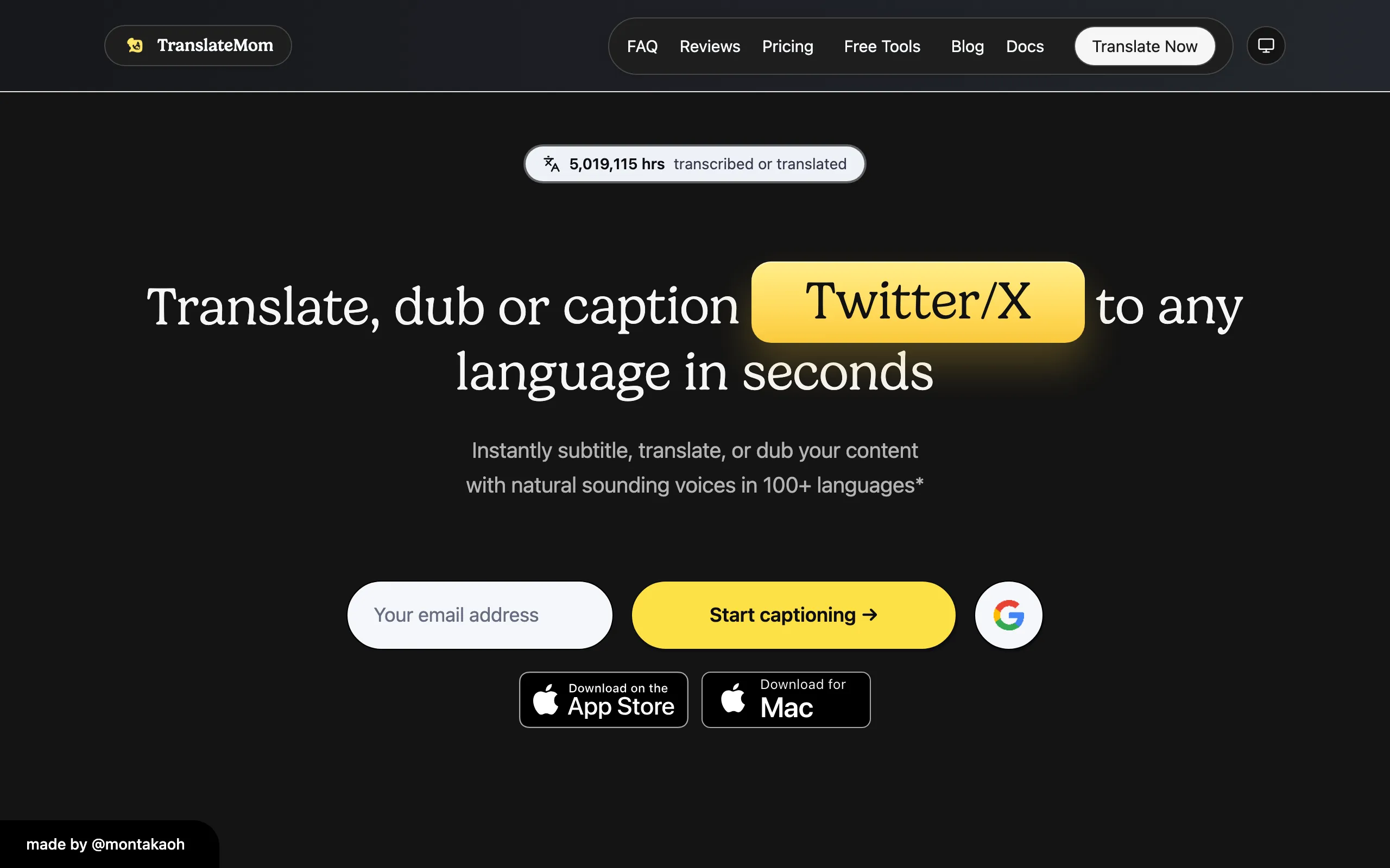 Screenshot of AI Video Translator for Subtitles and Captions | TranslateMom