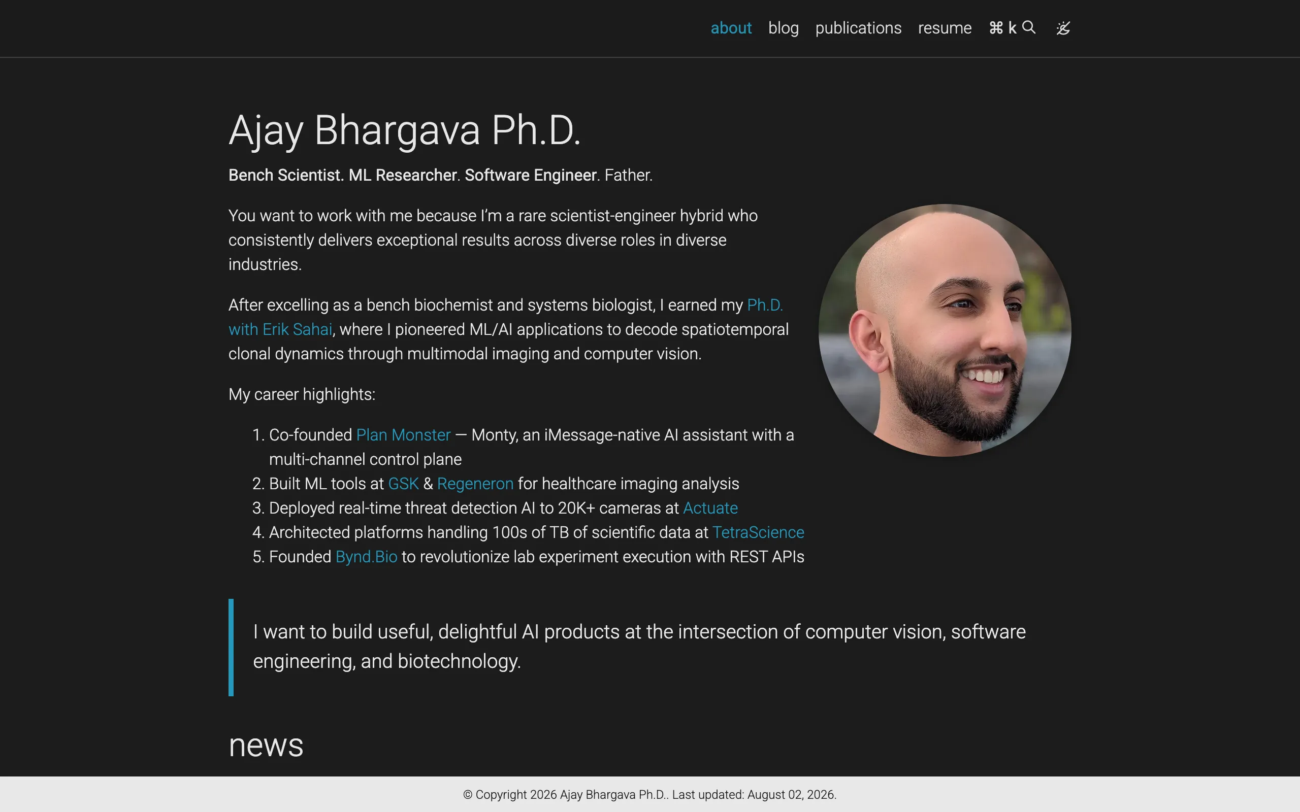 Screenshot of Ajay Bhargava Ph.D.