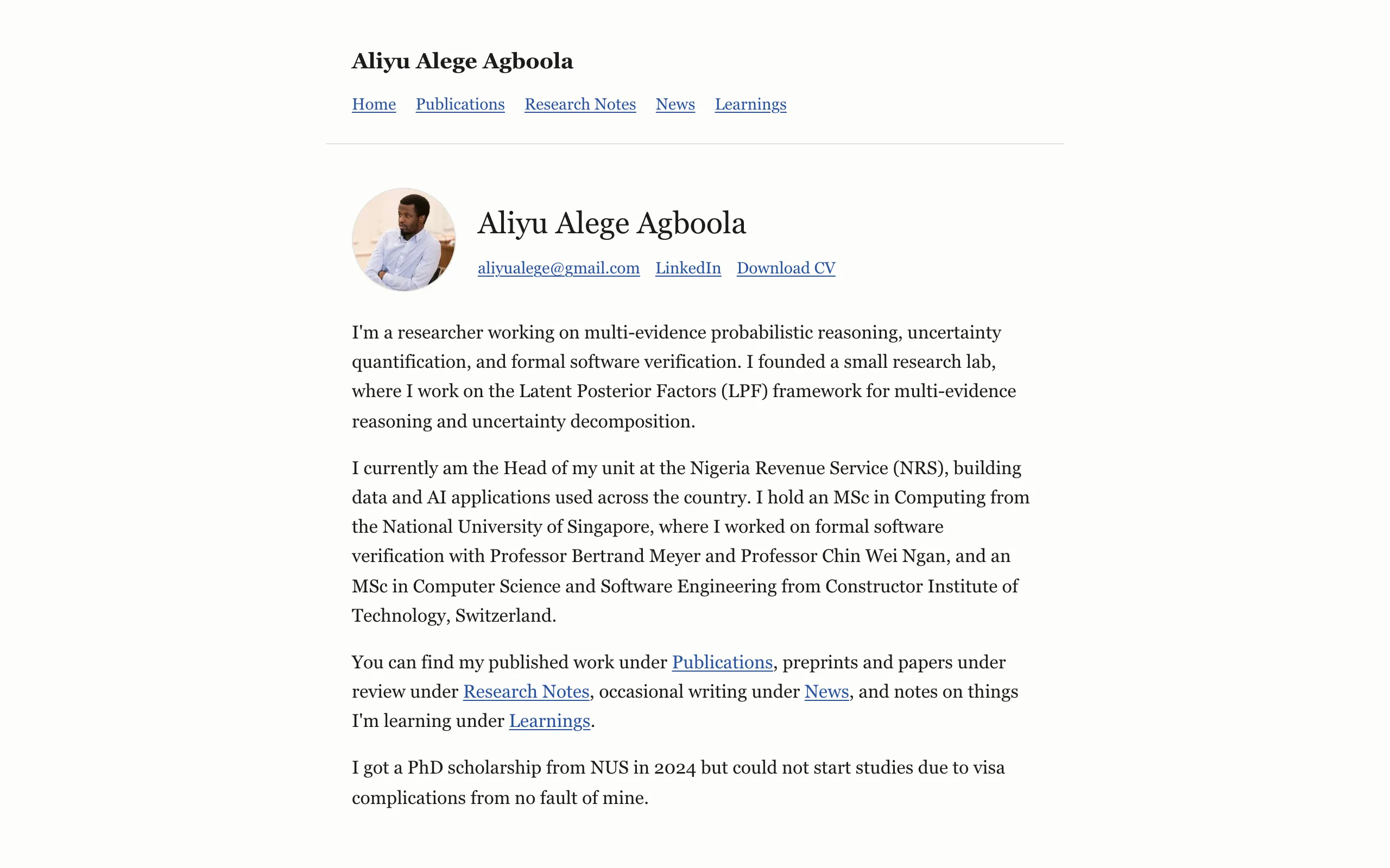 Screenshot of Aliyu Alege Agboola