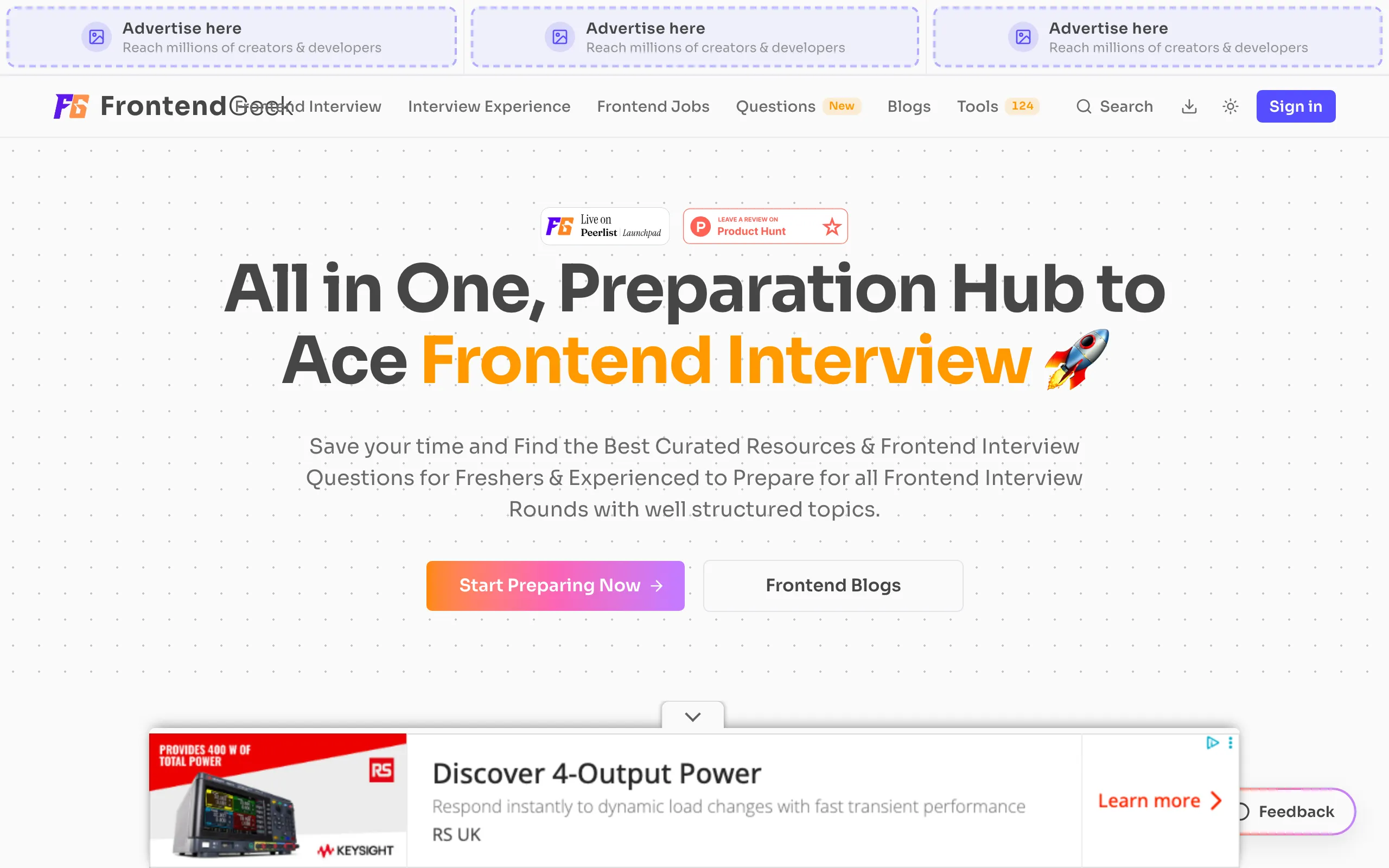 Screenshot of All in One Preparation Hub to Ace Frontend Interviews