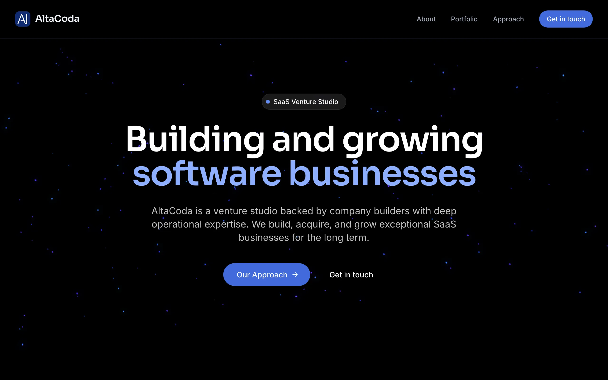 Screenshot of AltaCoda | SaaS Venture Studio