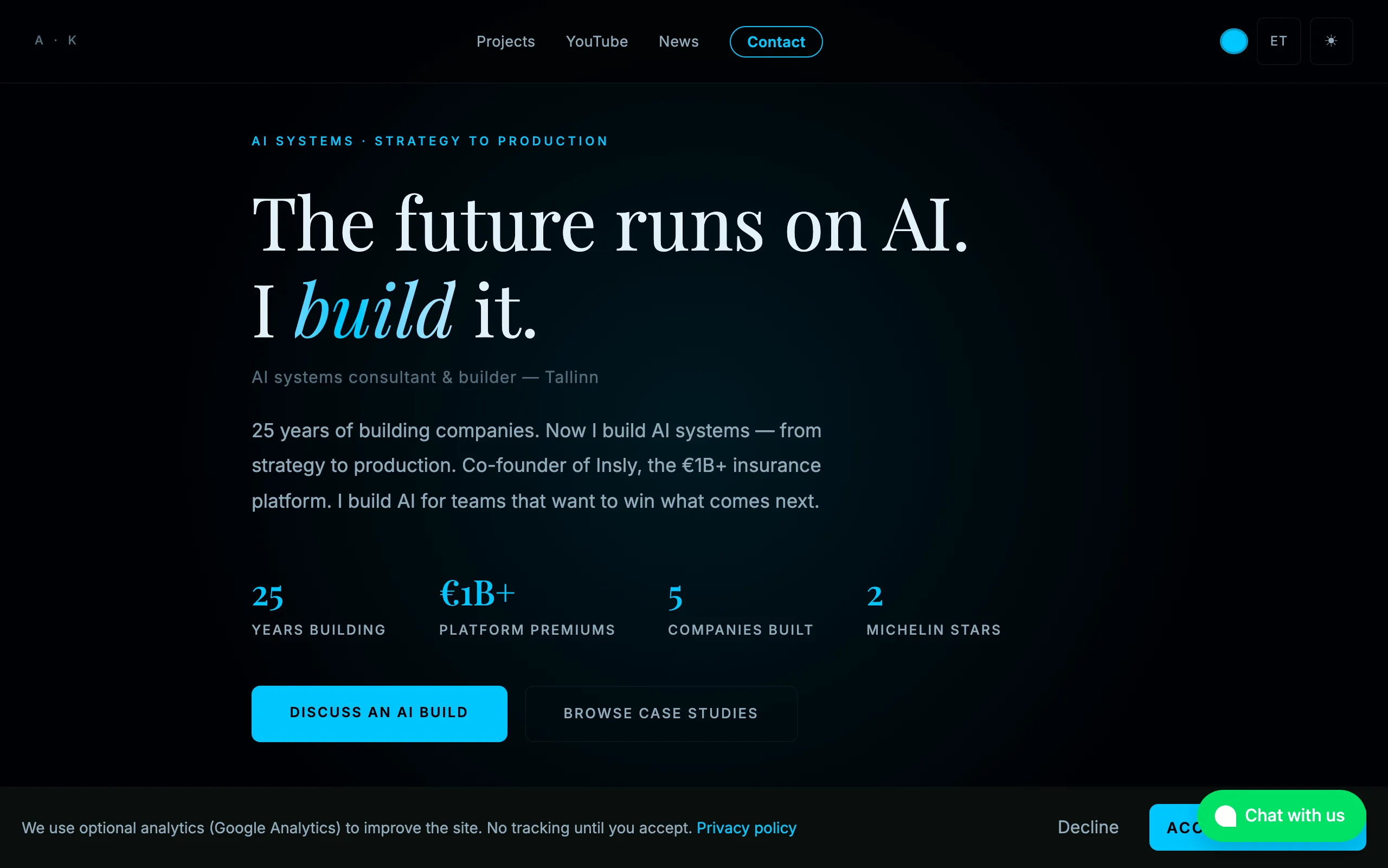 Screenshot of Ando Kivilaid — I Build AI Systems