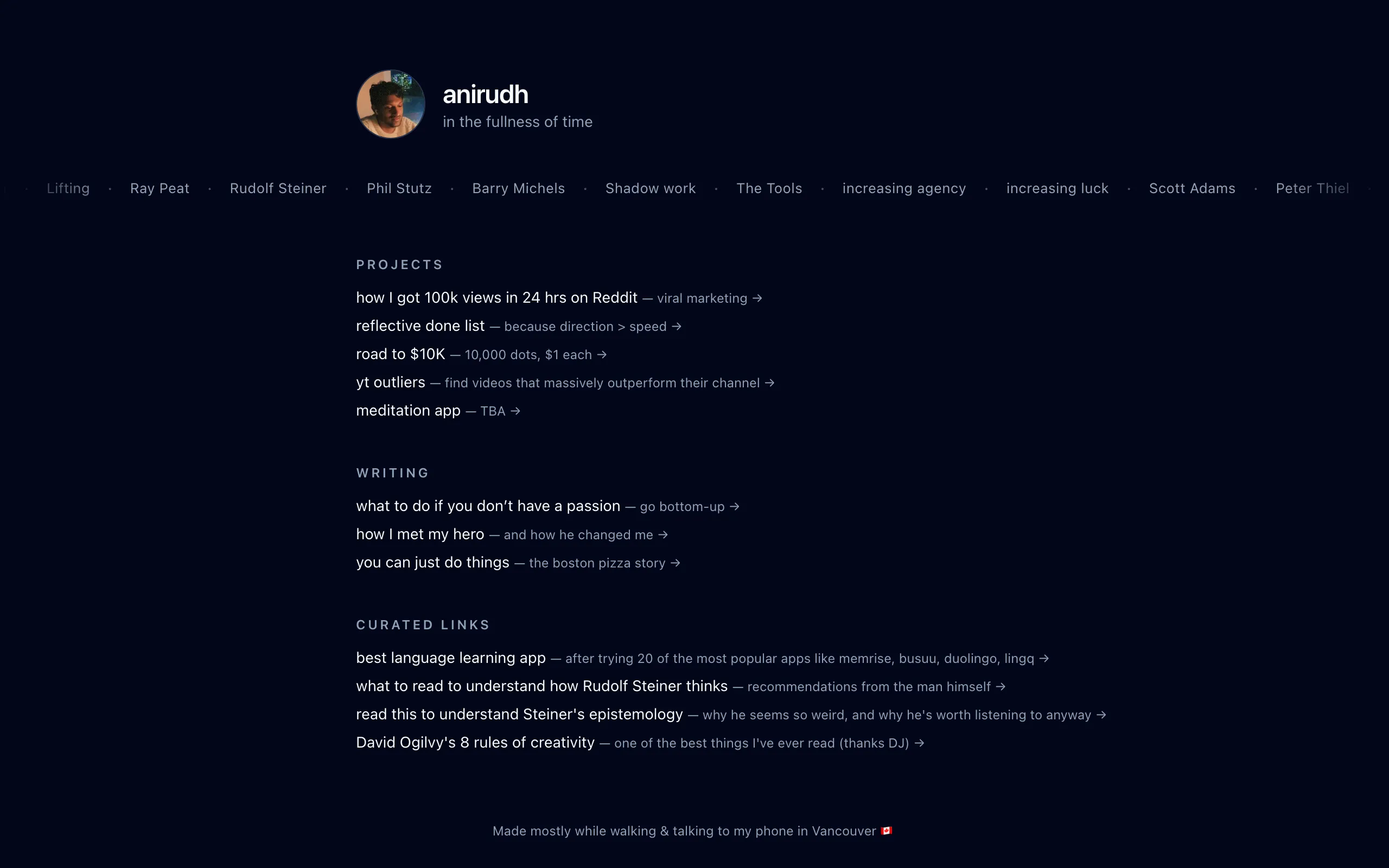 Screenshot of anirudh