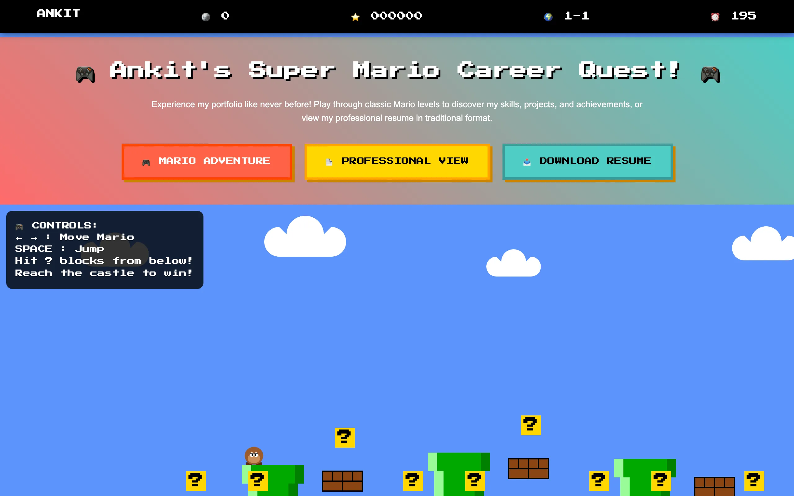 Screenshot of 🍄 Ankit's Portoflio!