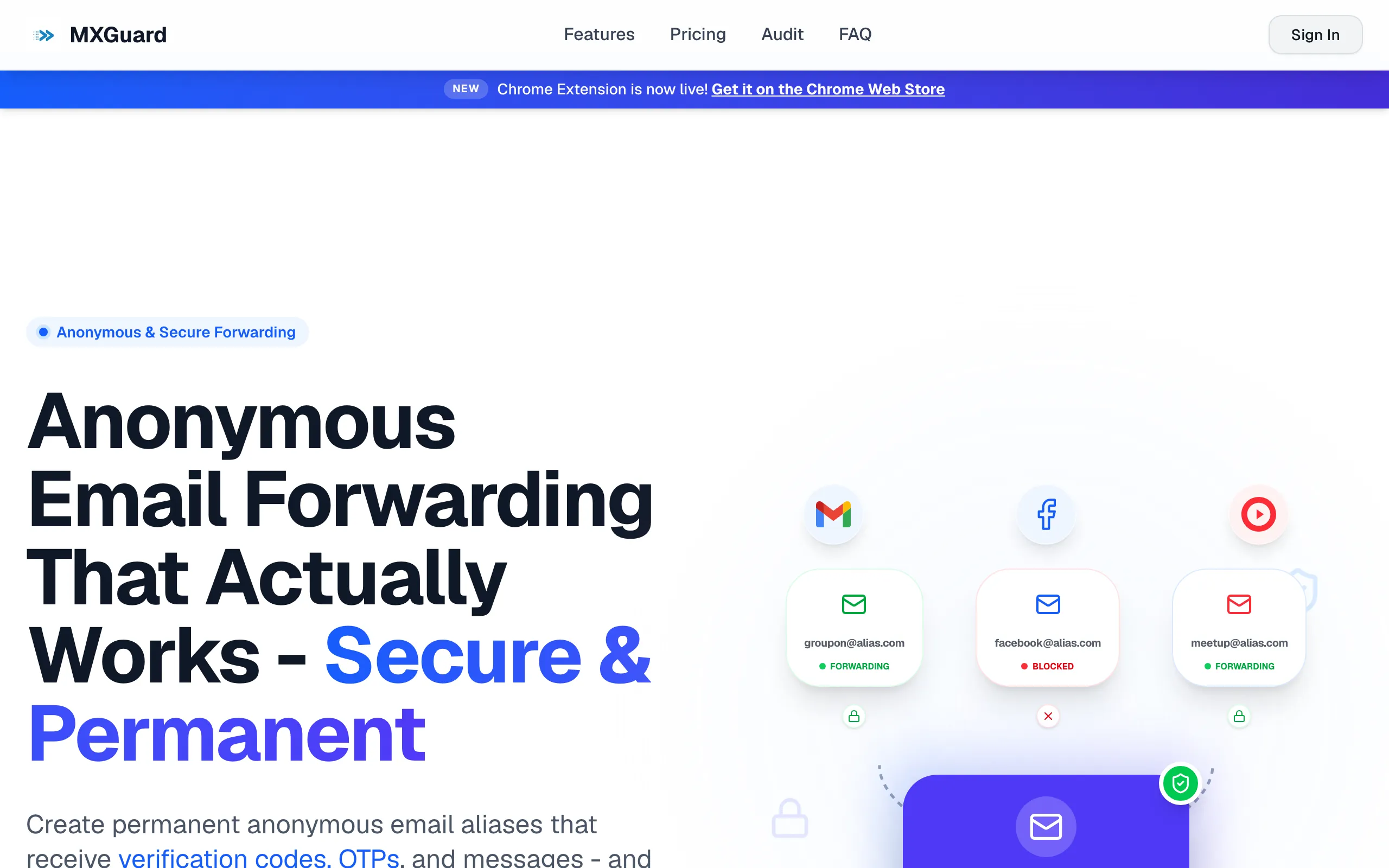 Screenshot of Anonymous Email Forwarding &amp; Reply | MXGuard