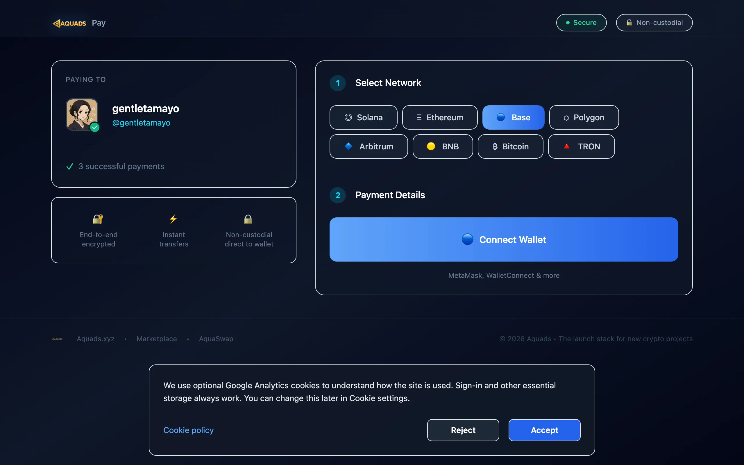 Screenshot of Aquads | Post-launch growth stack for crypto projects