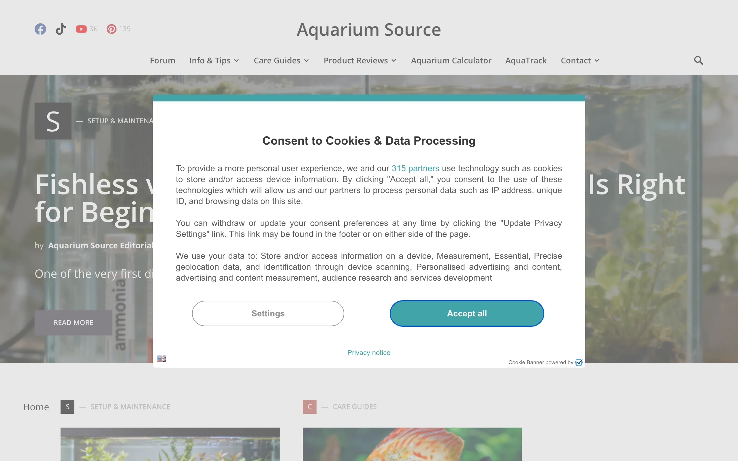 Screenshot of Aquarium Source | Handy Advice To Help Your Tank Thrive