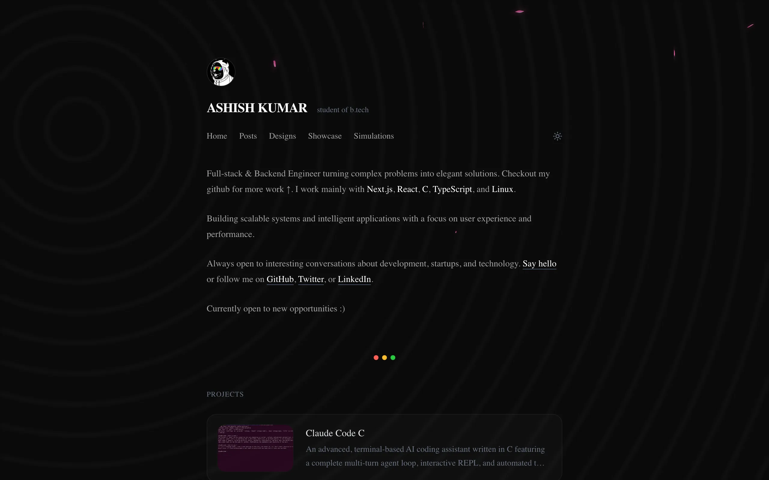 Screenshot of Ashish Kumar | Full-stack &amp; ML Engineer