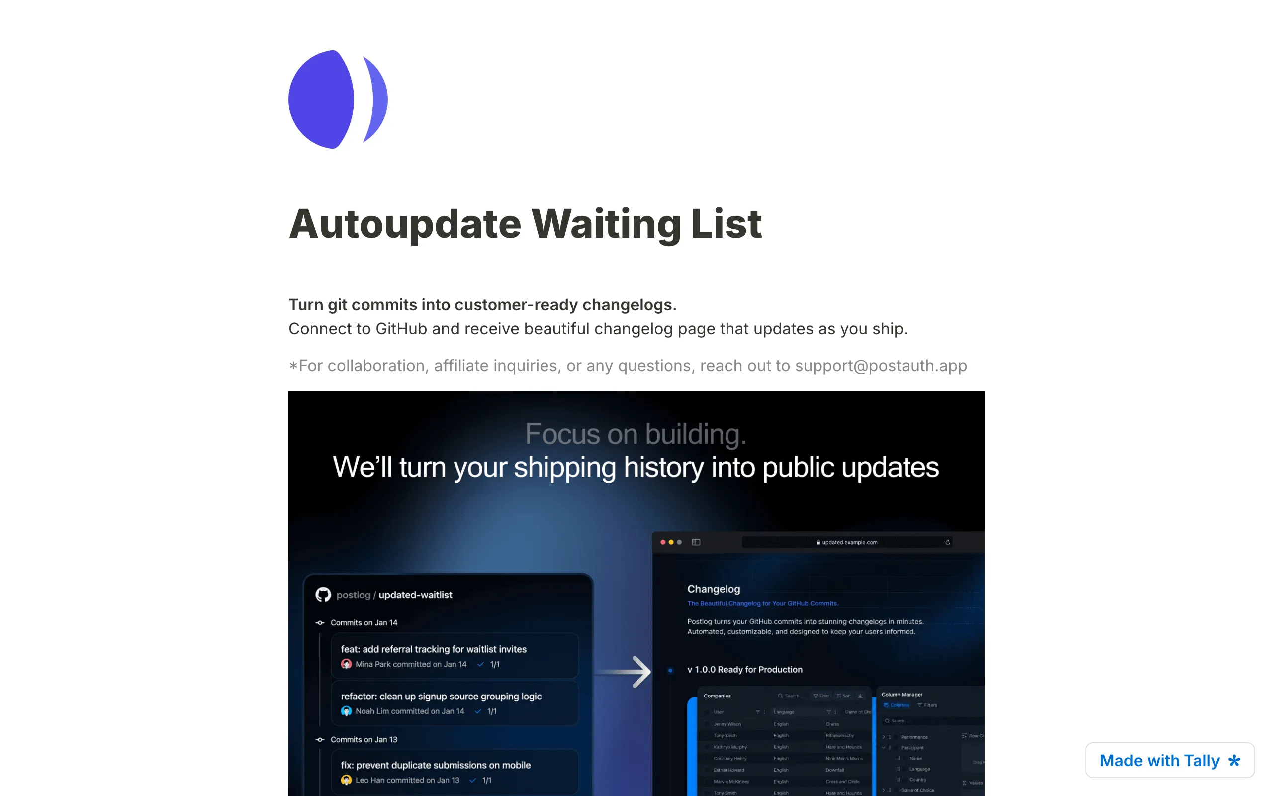 Screenshot of Autoupdate Waiting List