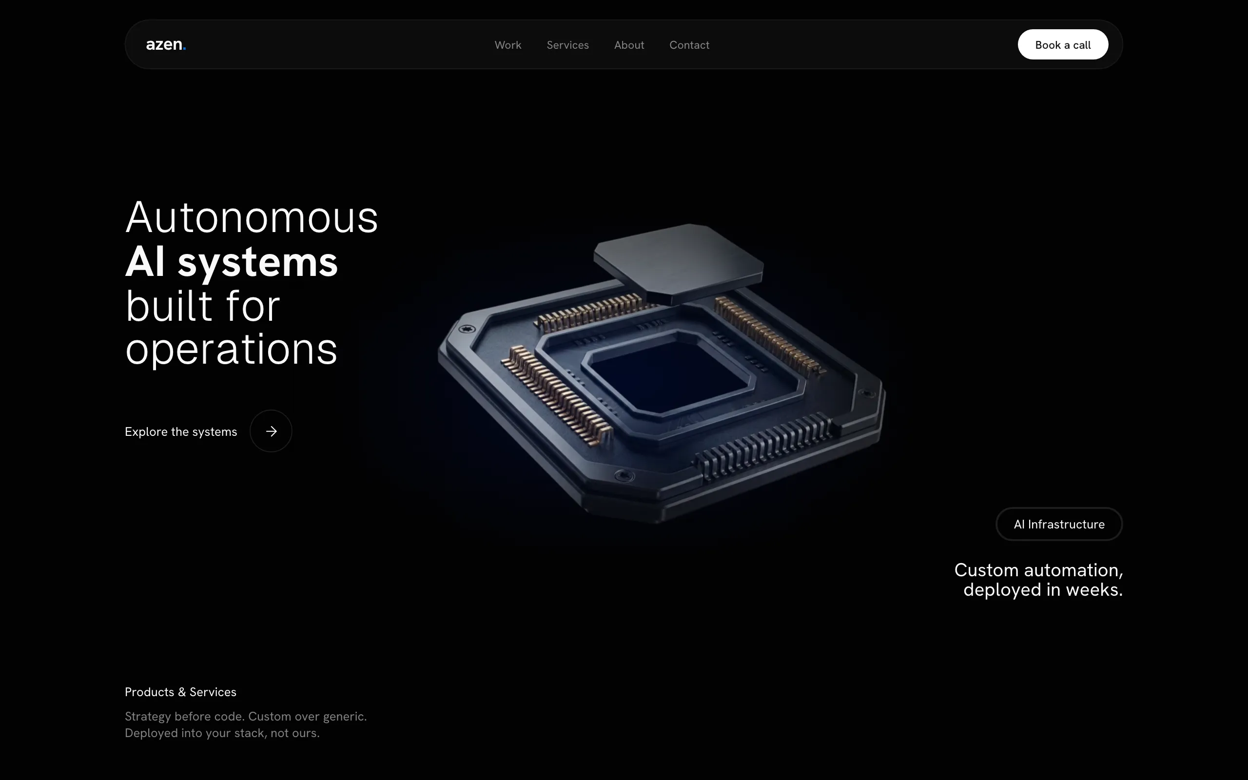 Screenshot of Azen Digital | Custom AI infrastructure for ops-heavy businesses