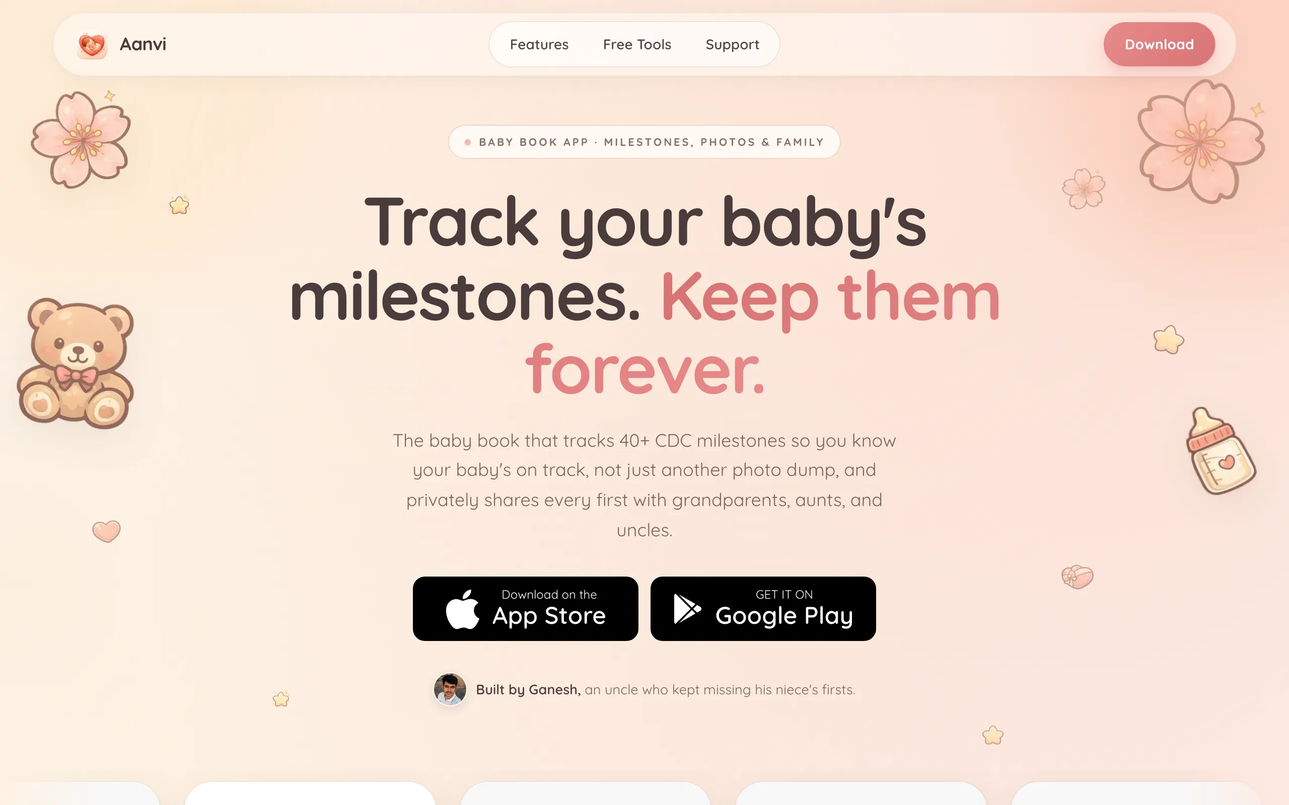 Screenshot of Baby Milestone Tracker &amp; Family Memory Journal | Aanvi