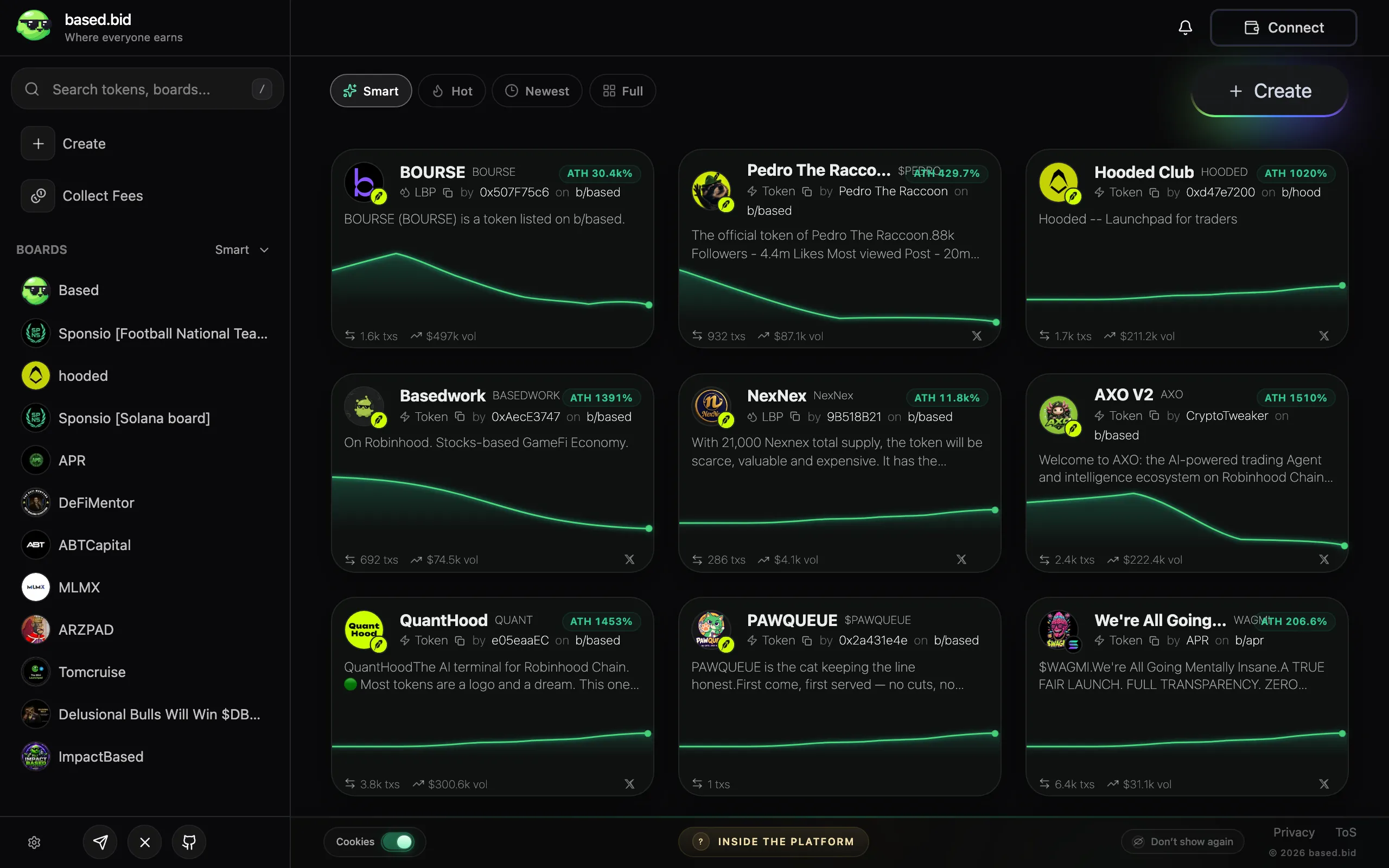 Screenshot of based.bid - Instant Token Launchpad