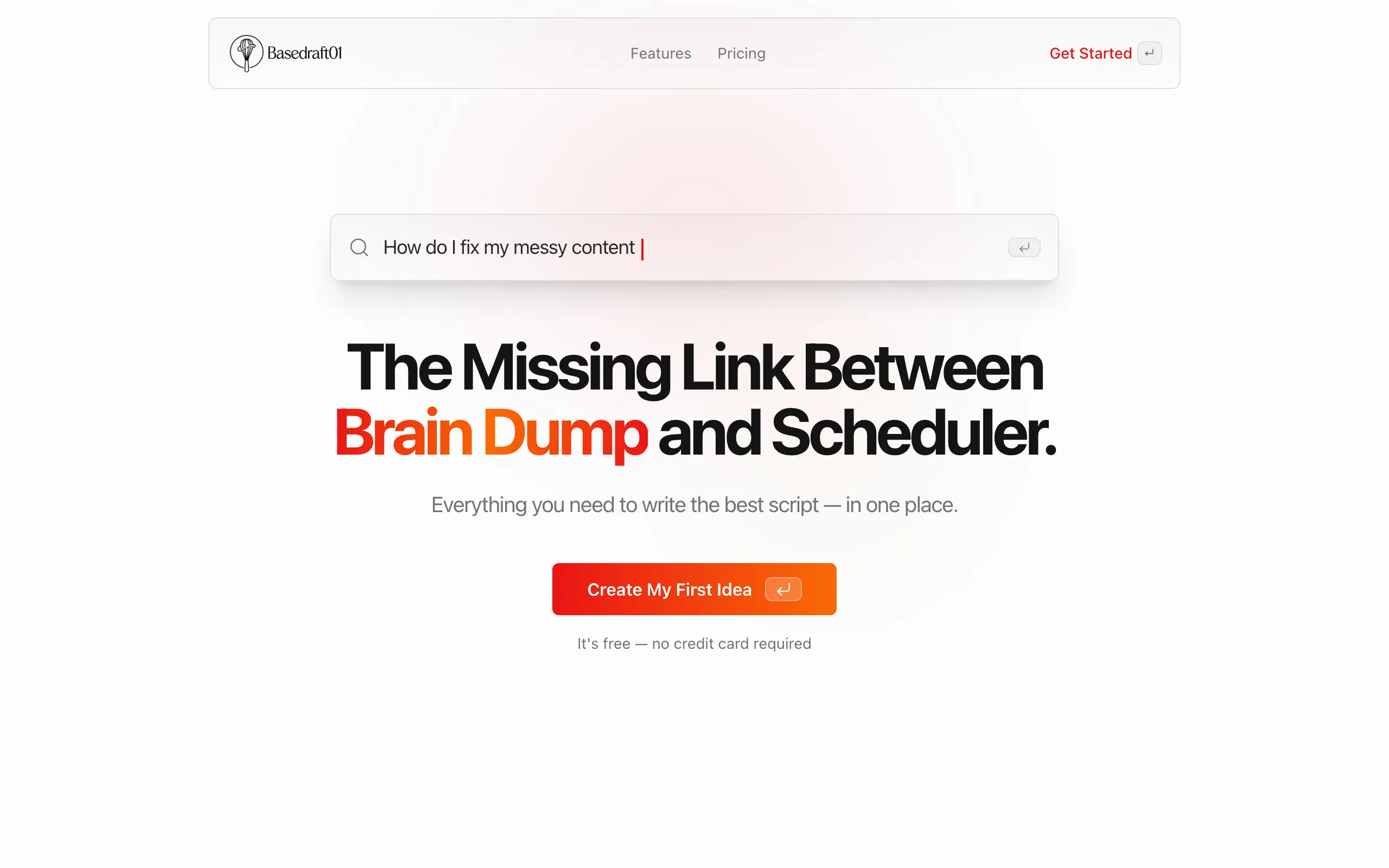 Screenshot of Basedraft - The Missing Link Between Brain Dump and Scheduler | Content Workflow Tool