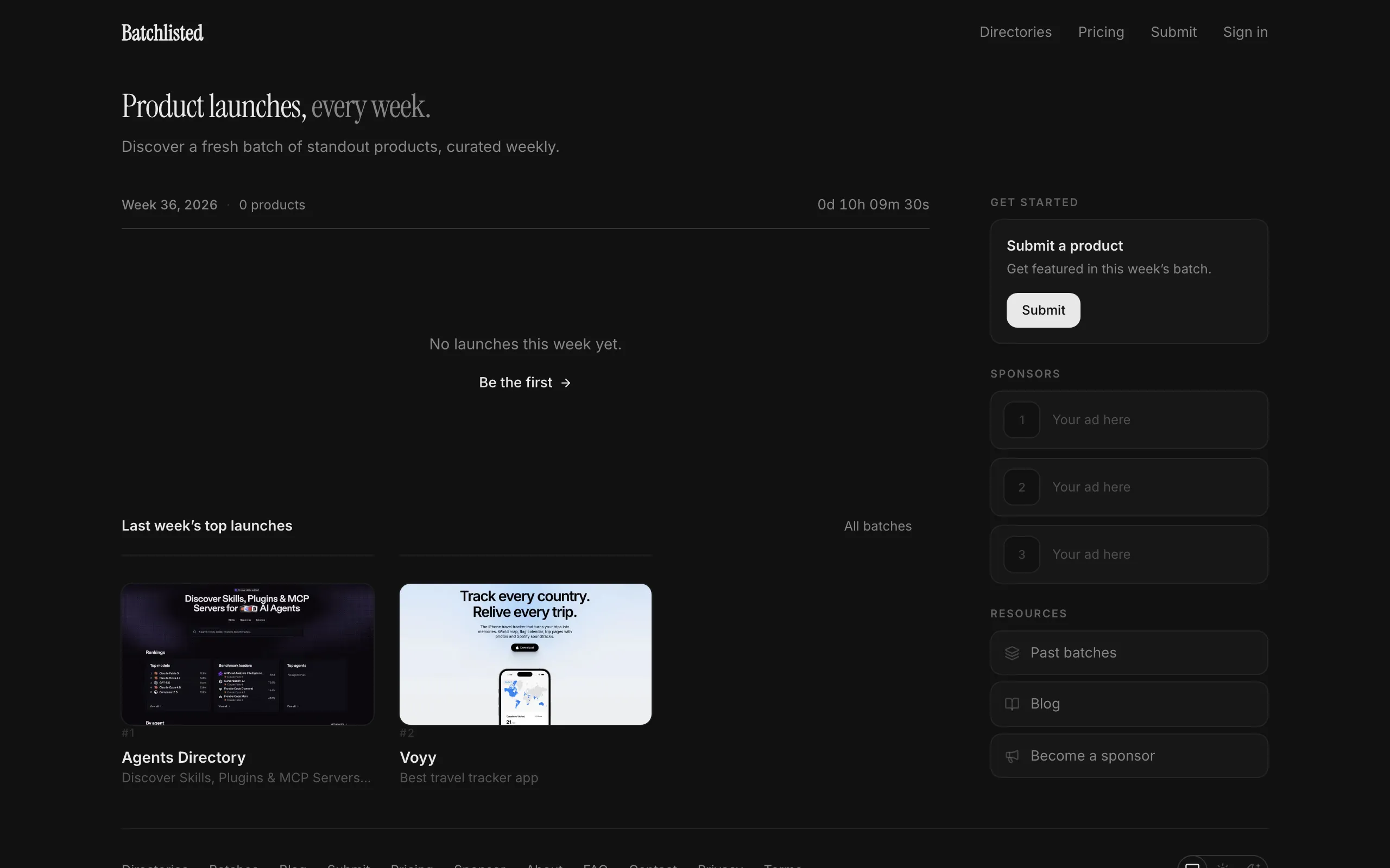 Screenshot of Batchlisted - A curated weekly product launch platform