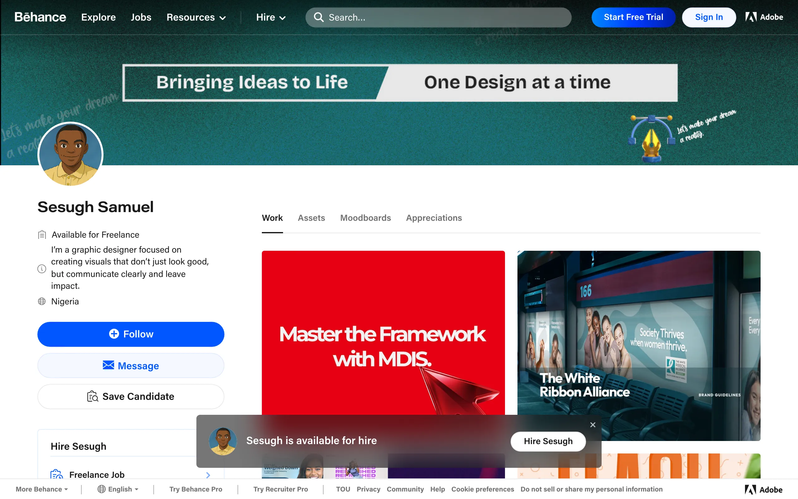 Screenshot of behance.net