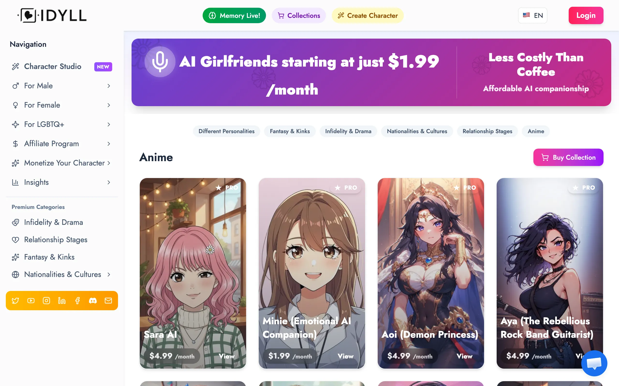 Screenshot of Best AI Girlfriend with Memory &amp; Voice Chat | AI GF/BF | Idyll AI
