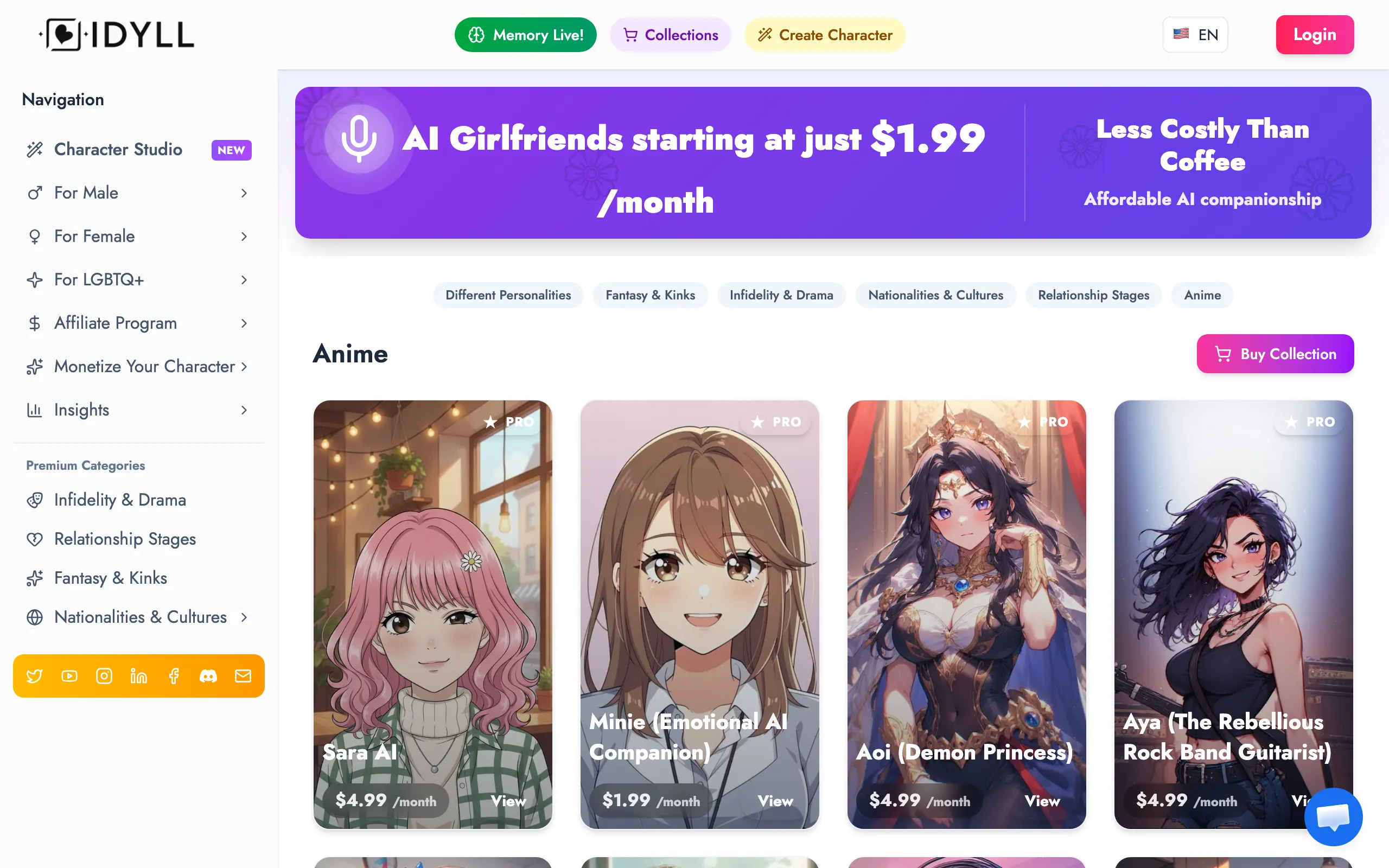 Screenshot of Best AI Girlfriend with Memory &amp; Voice Chat | AI GF/BF | Idyll AI