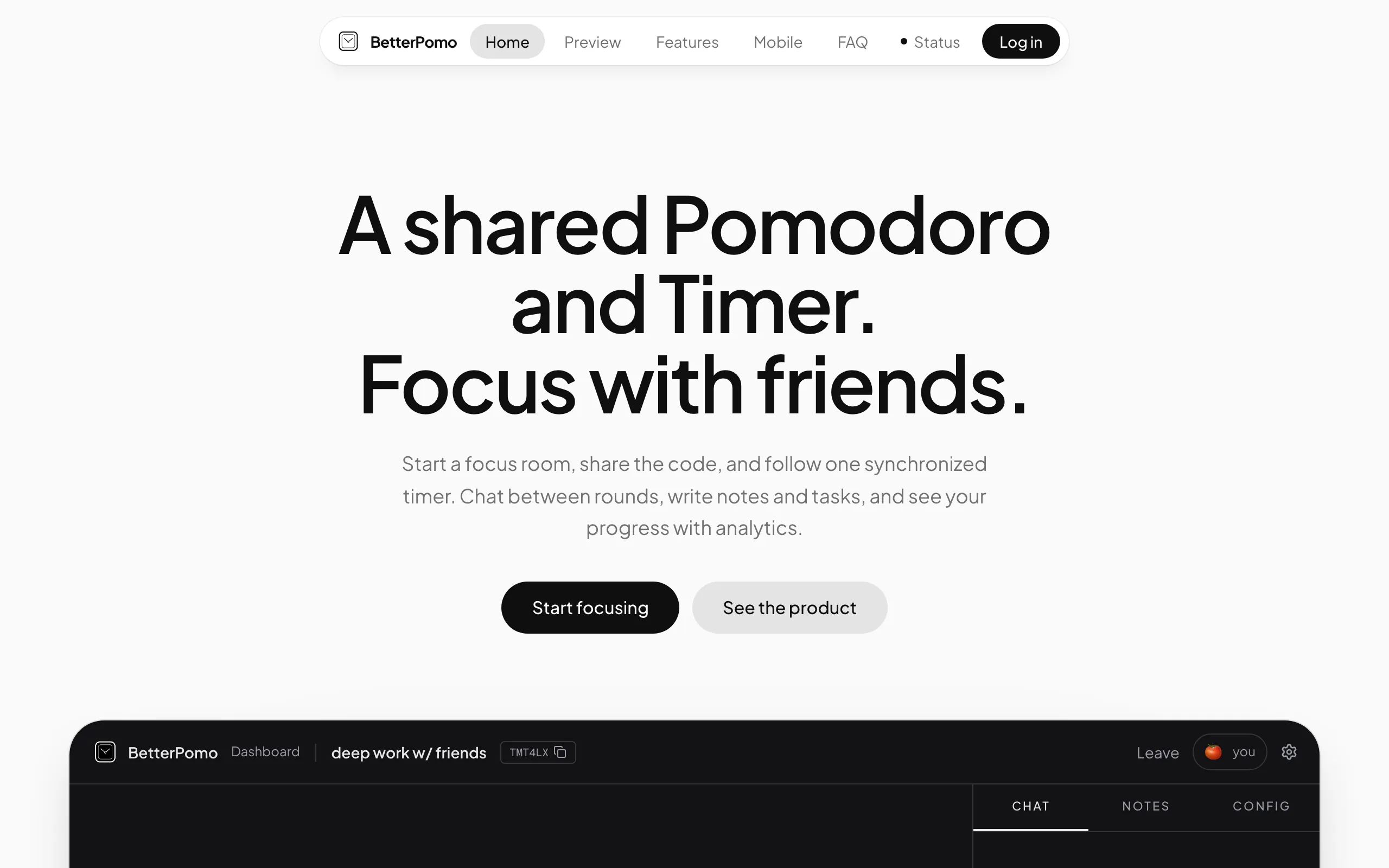 Screenshot of BetterPomo | Shared Pomodoro Timer With Friends