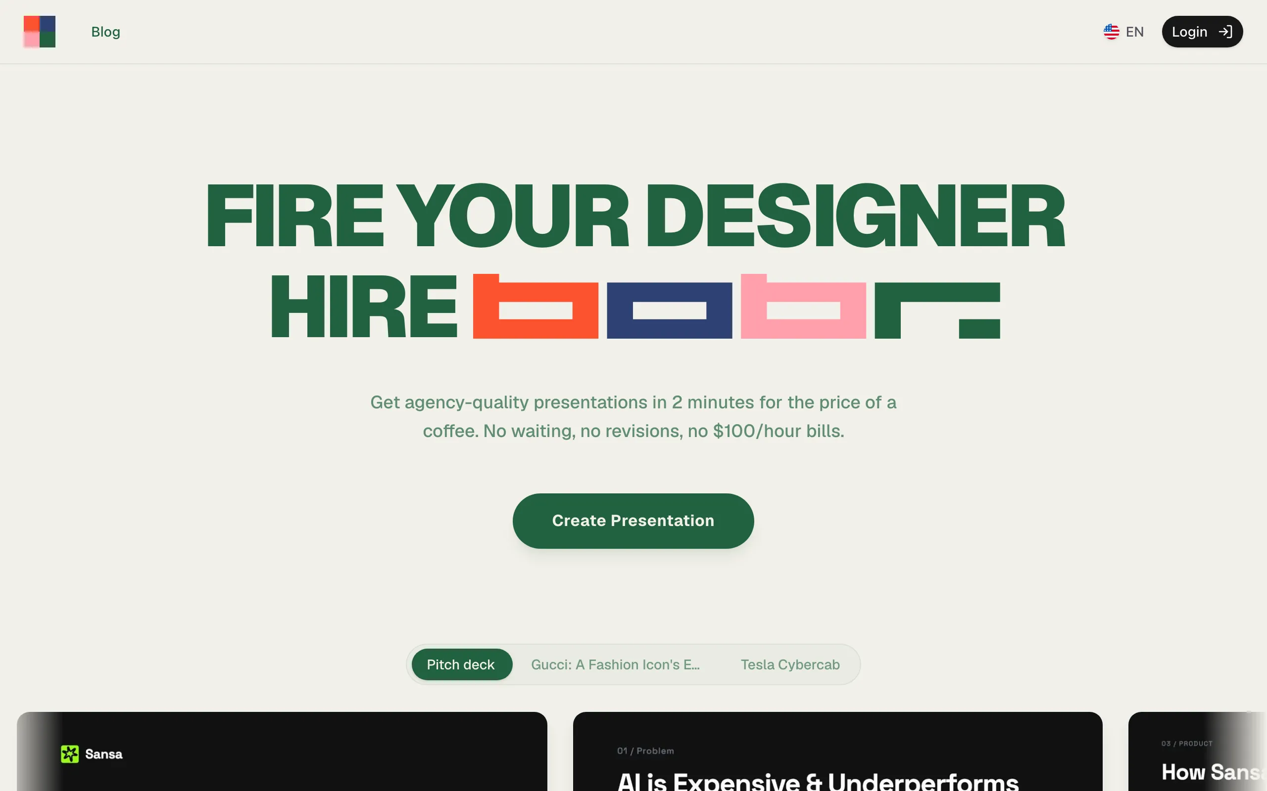 Screenshot of Bobr AI - Create presentations in seconds