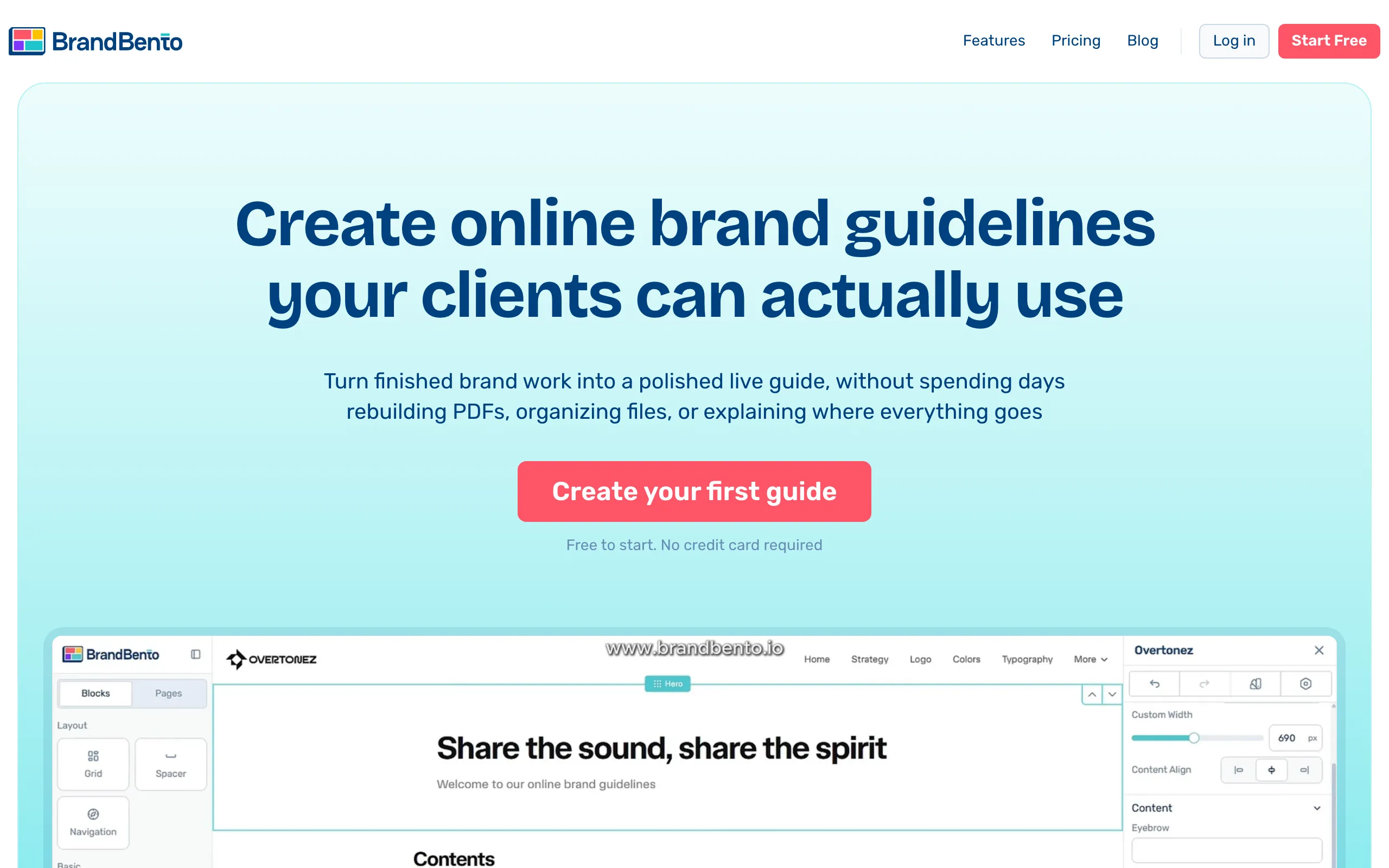 Screenshot of Brand Bento | Online Brand Guidelines for Freelance Brand Designers
