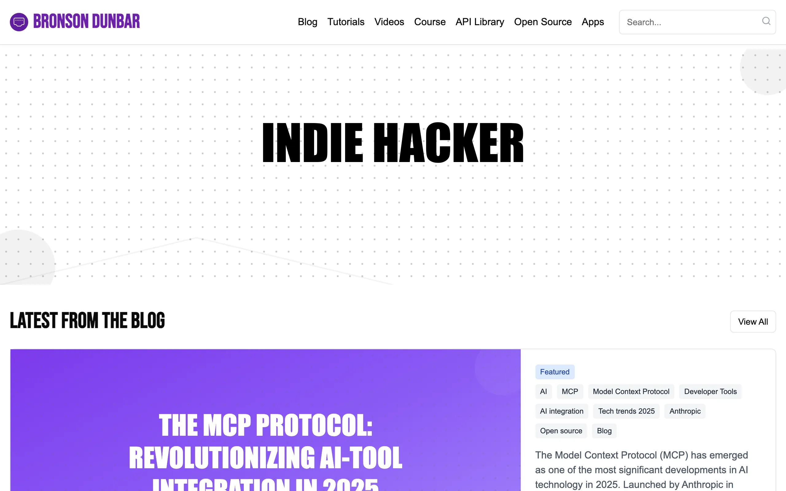 Screenshot of Bronson Dunbar | Humble indie hacker trying to create products of value to make peoples life’s easier and better