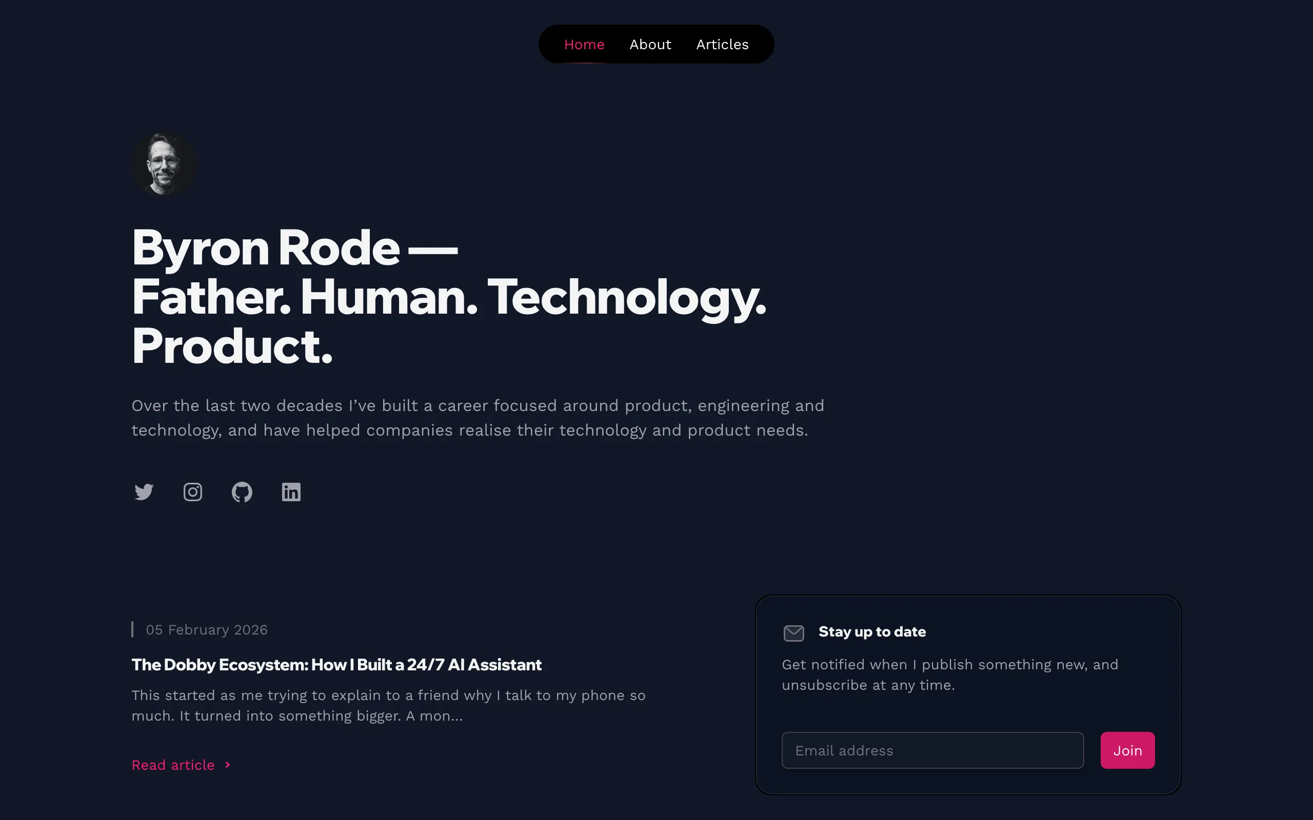 Screenshot of Byron Rode | Technology and Product Leader