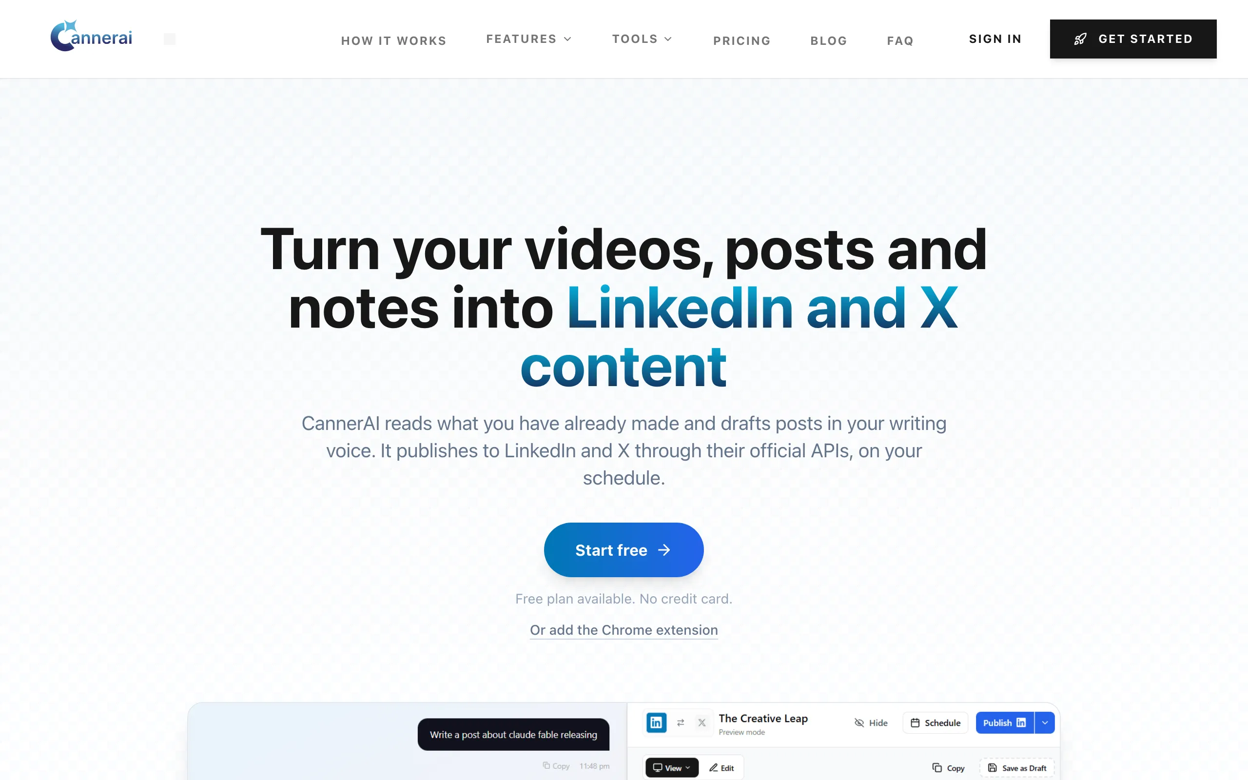 Screenshot of CannerAI | Create Social Media Content That Sounds Like You