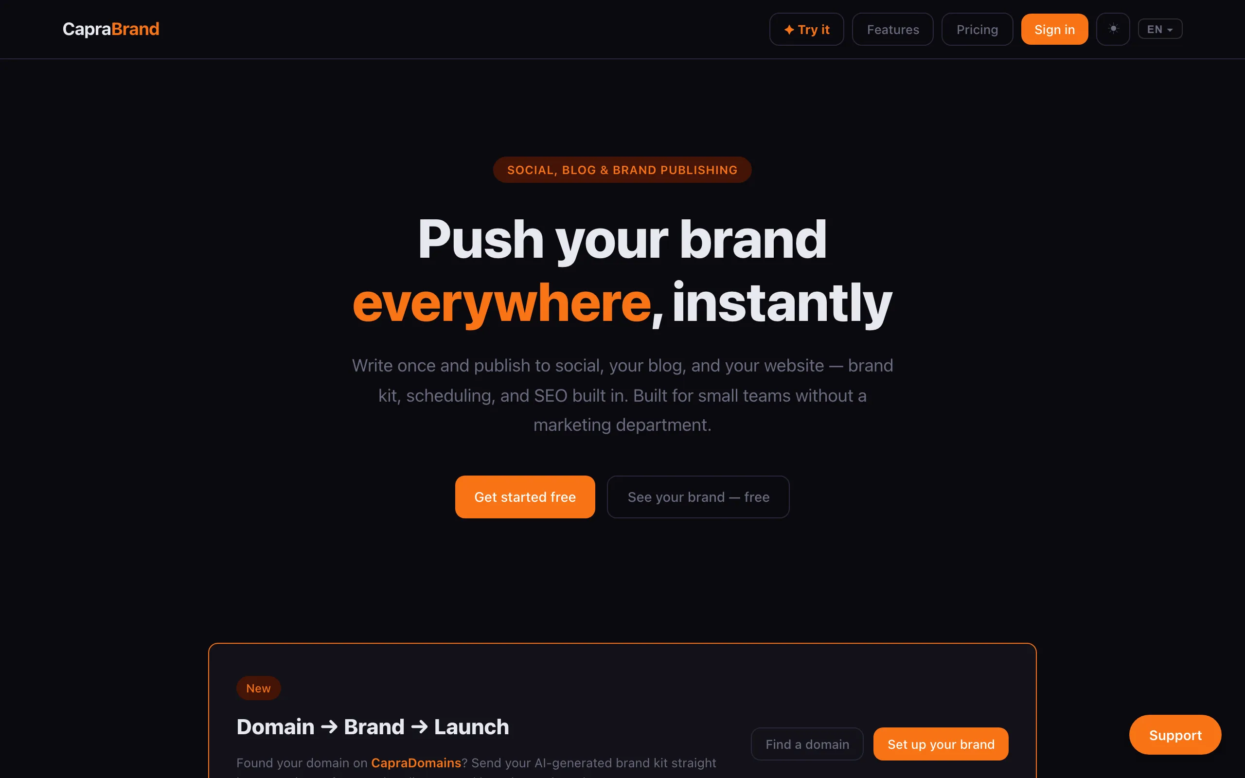 Screenshot of caprabrand