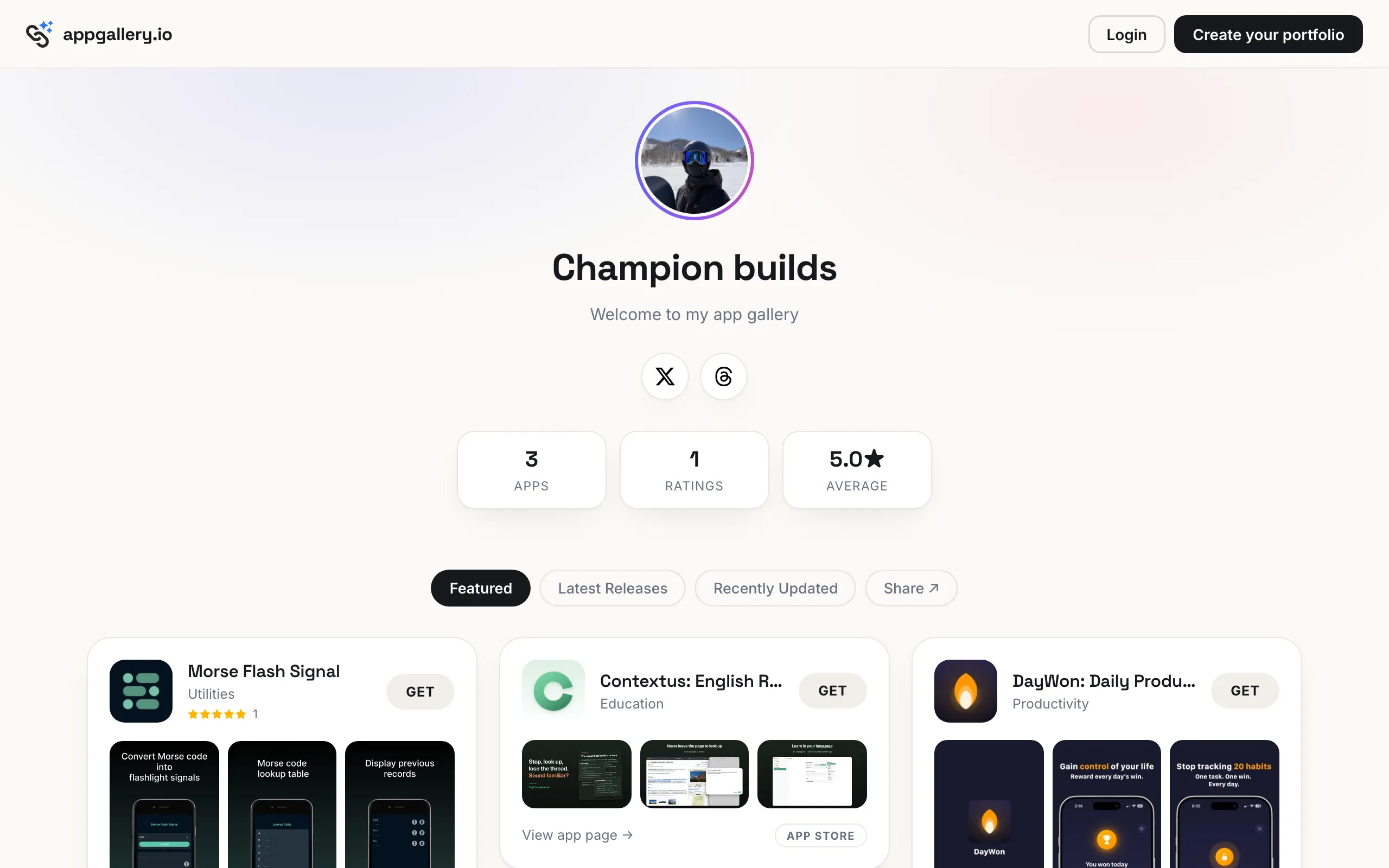 Screenshot of Champion builds App Gallery