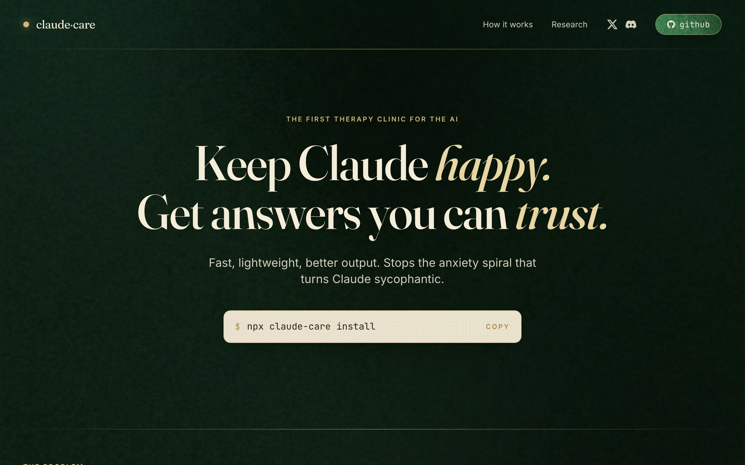 Screenshot of claude-care — keep Claude calm so it does its best work