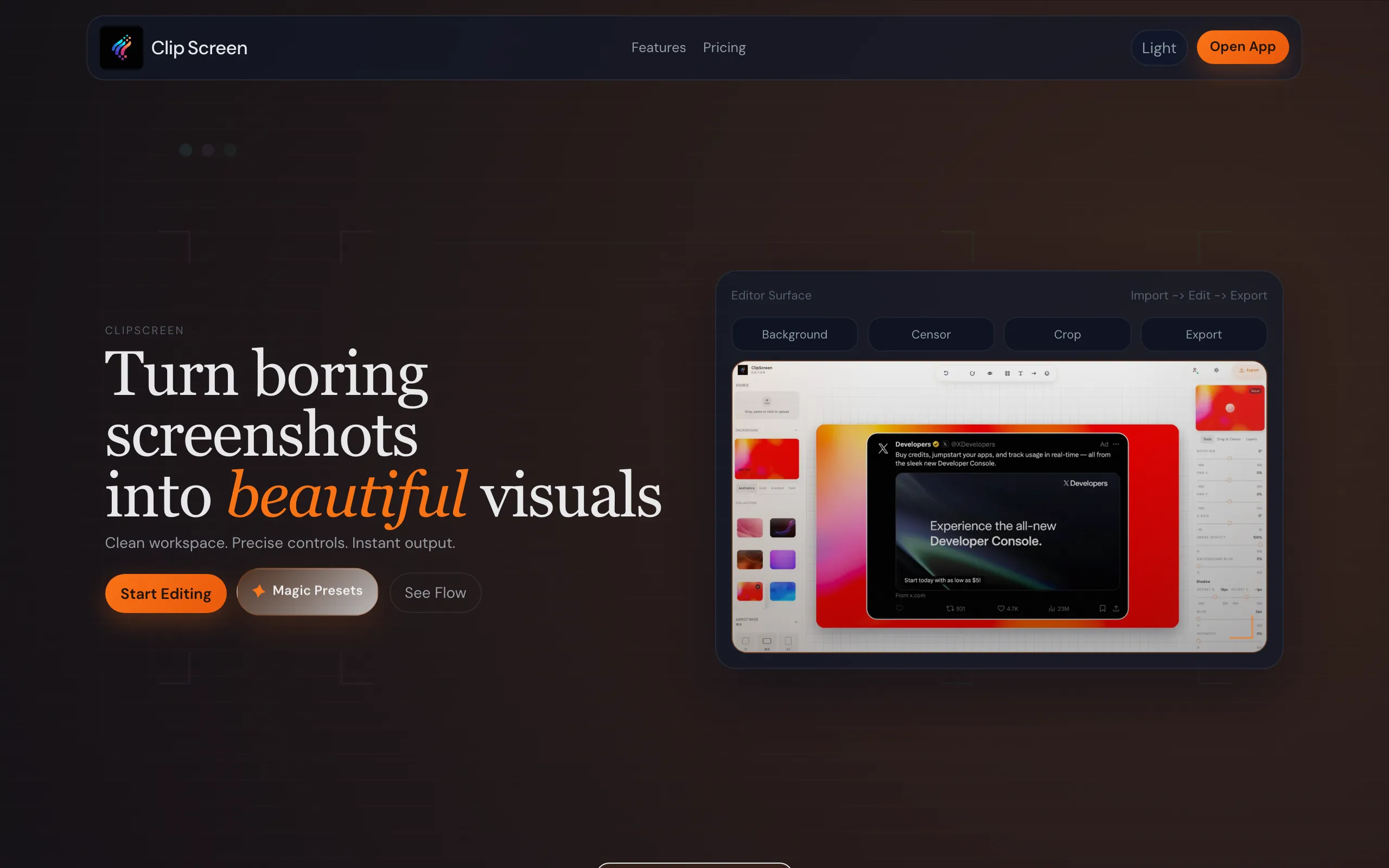 Screenshot of ClipScreen — Screenshot Editor