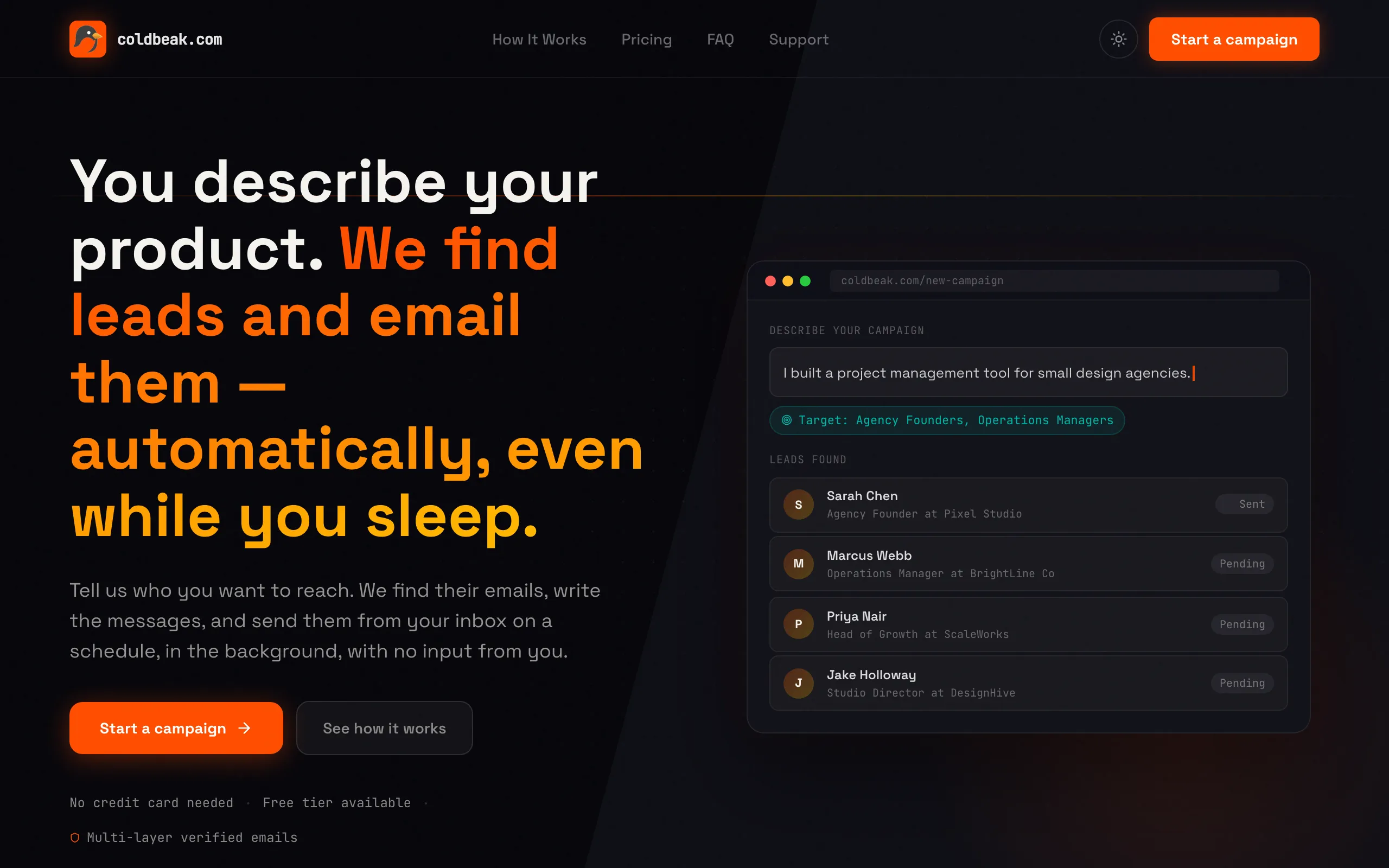Screenshot of coldbeak.com - The Best Coldbeak for Lead Generation