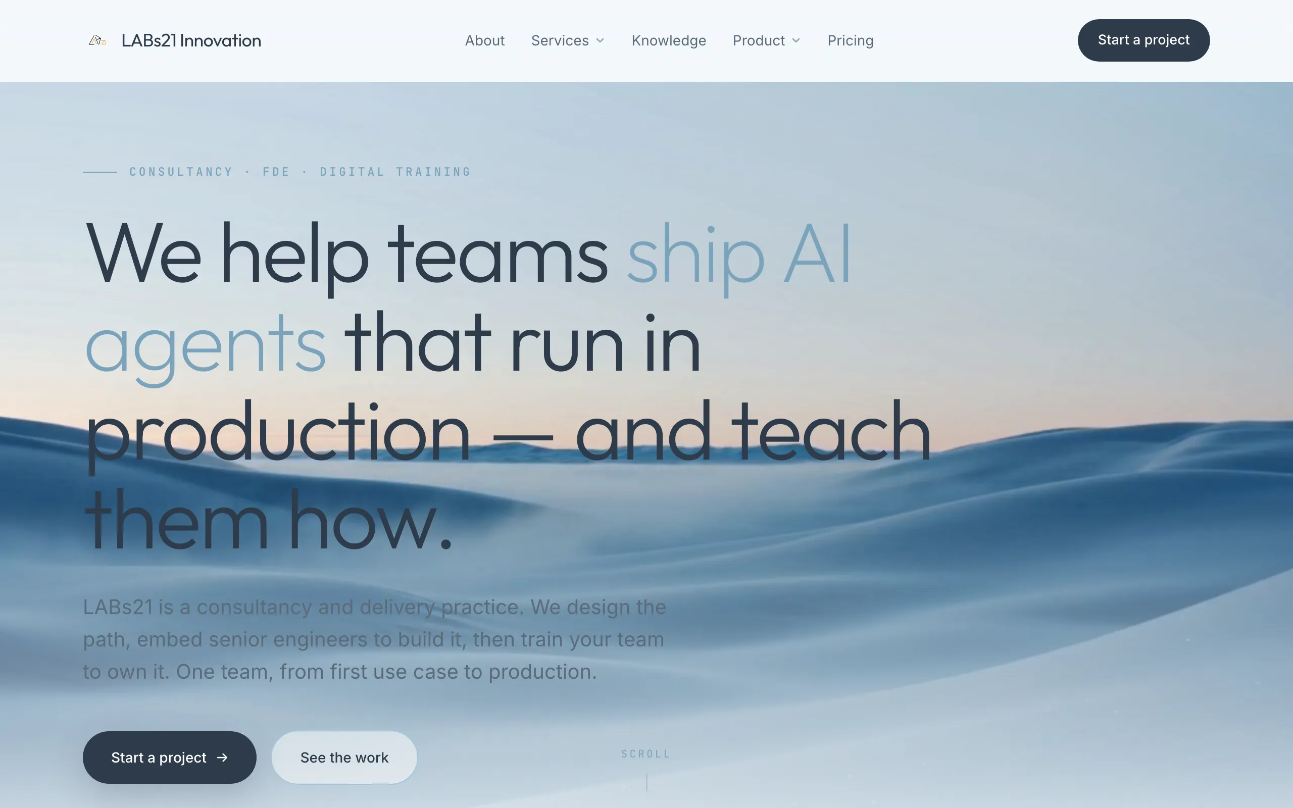 Screenshot of Consultancy, FDE and Digital Training for your move to agents — LABs21