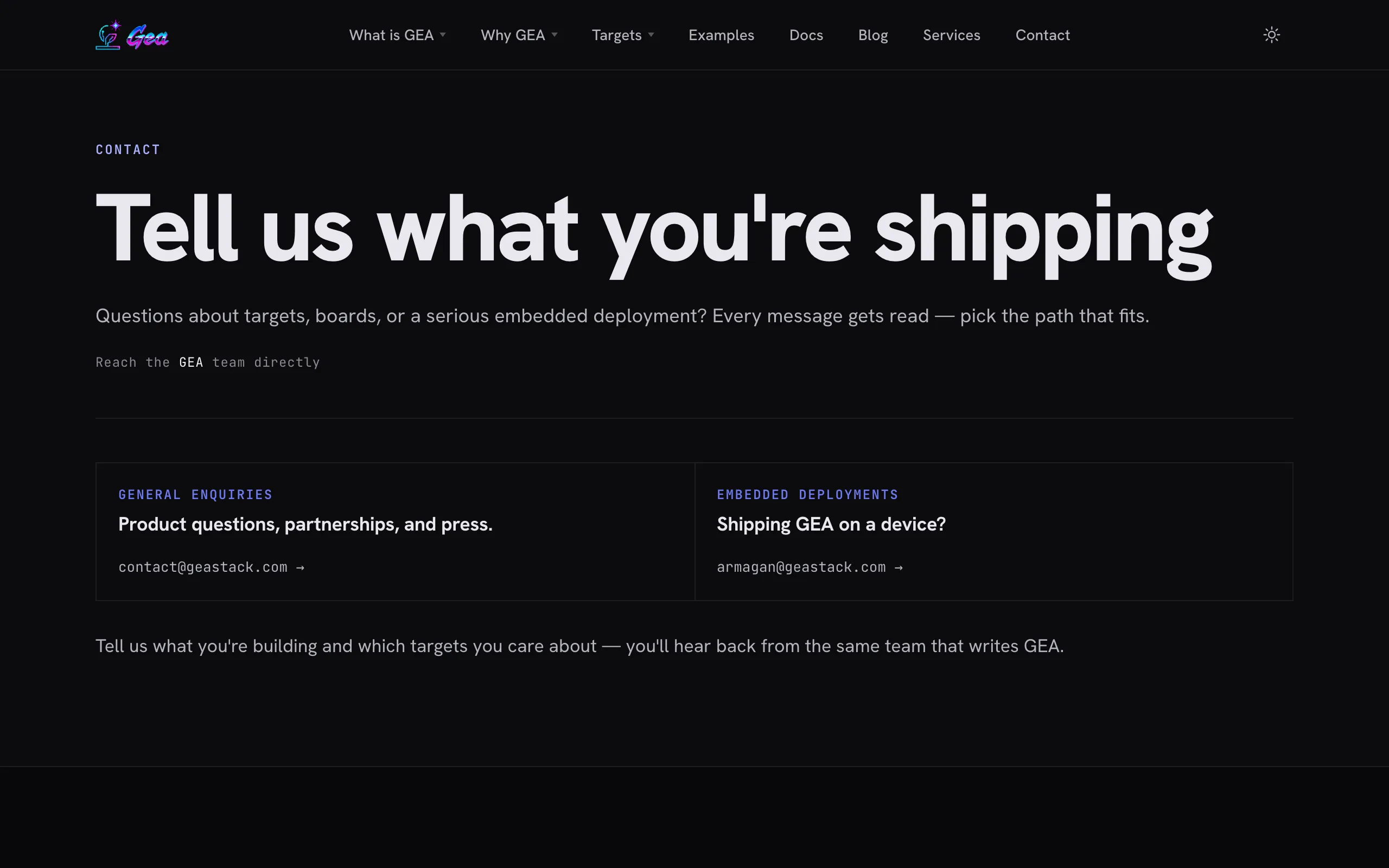 Screenshot of Contact — GEA