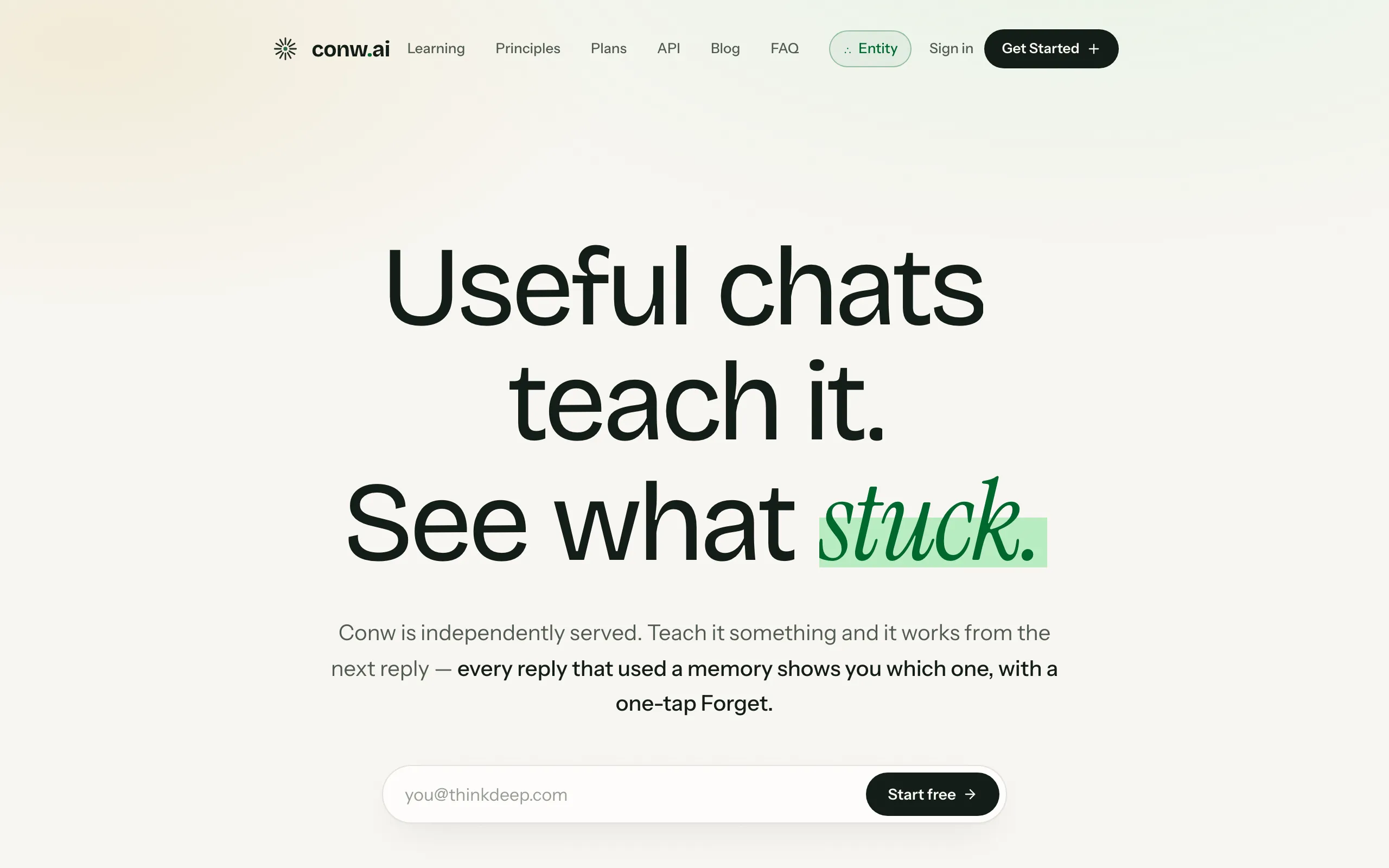 Screenshot of conw.ai — Conway AI: The Self-Learning AI Assistant (Free)