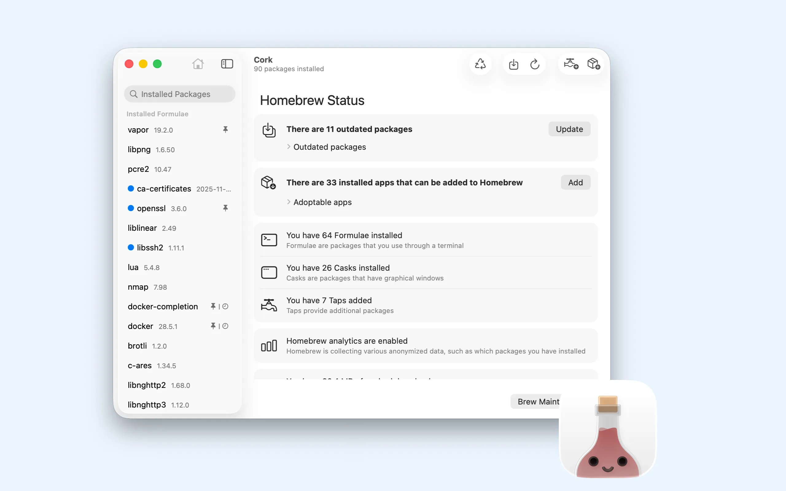 Screenshot of corkmac