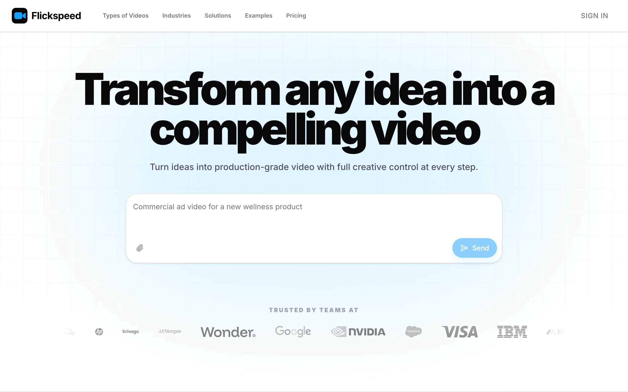 Screenshot of Create with AI Agents — Pay As You Go | Flickspeed