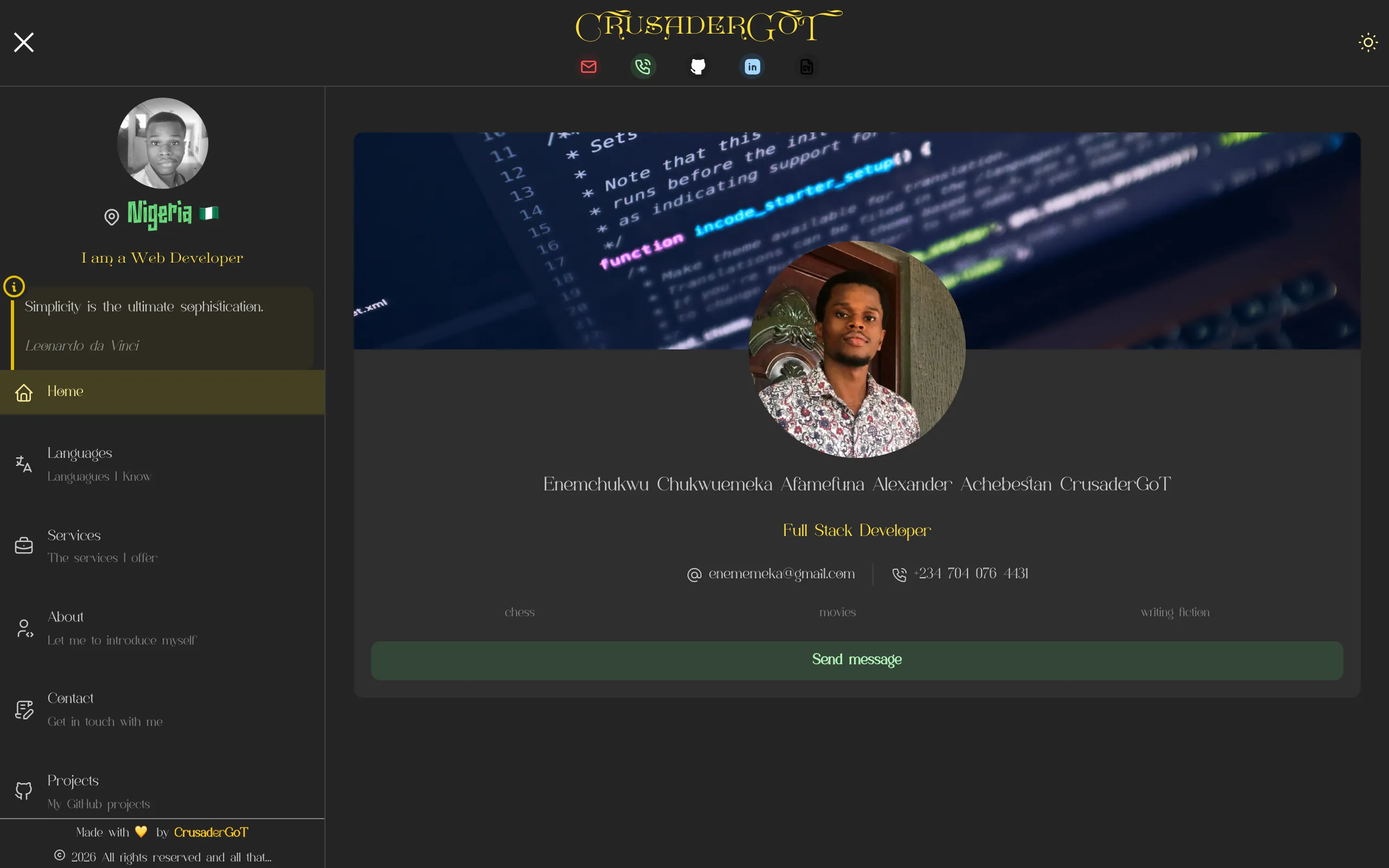 Screenshot of CrusaderGoT | Home Page