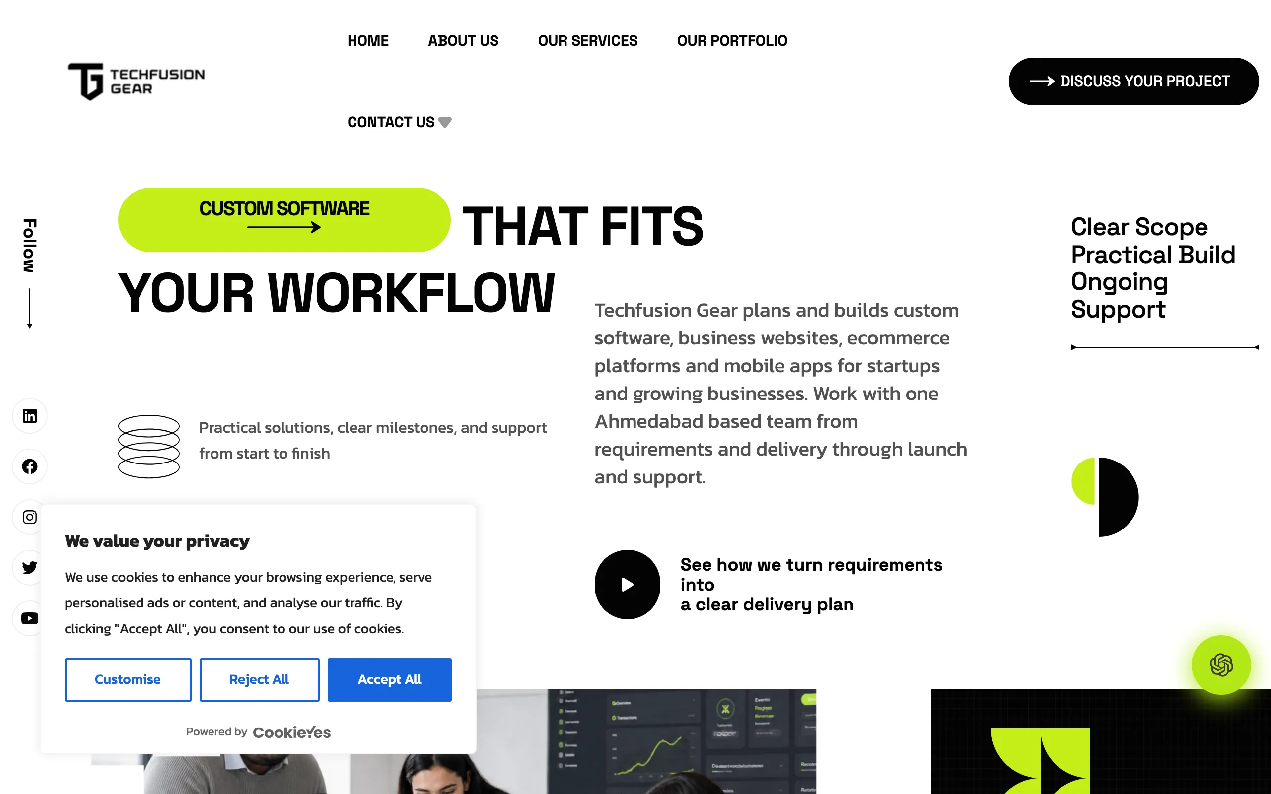 Screenshot of Custom Software &amp; Web Development Company in Ahmedabad | Techfusion Gear