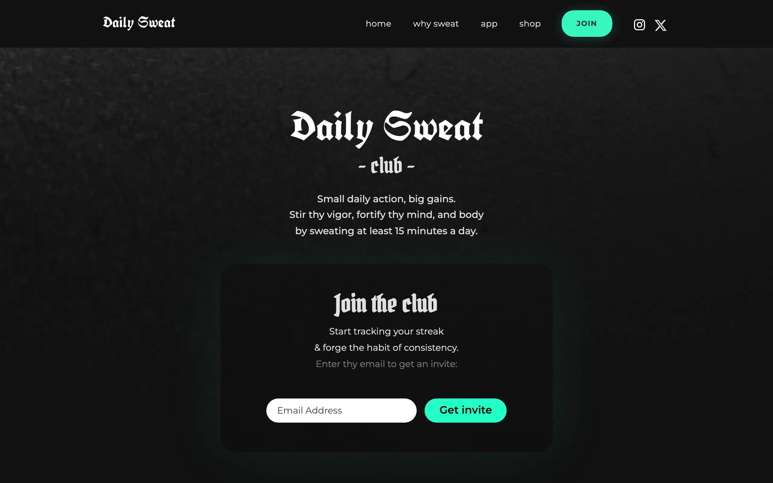 Screenshot of Daily Sweat Club